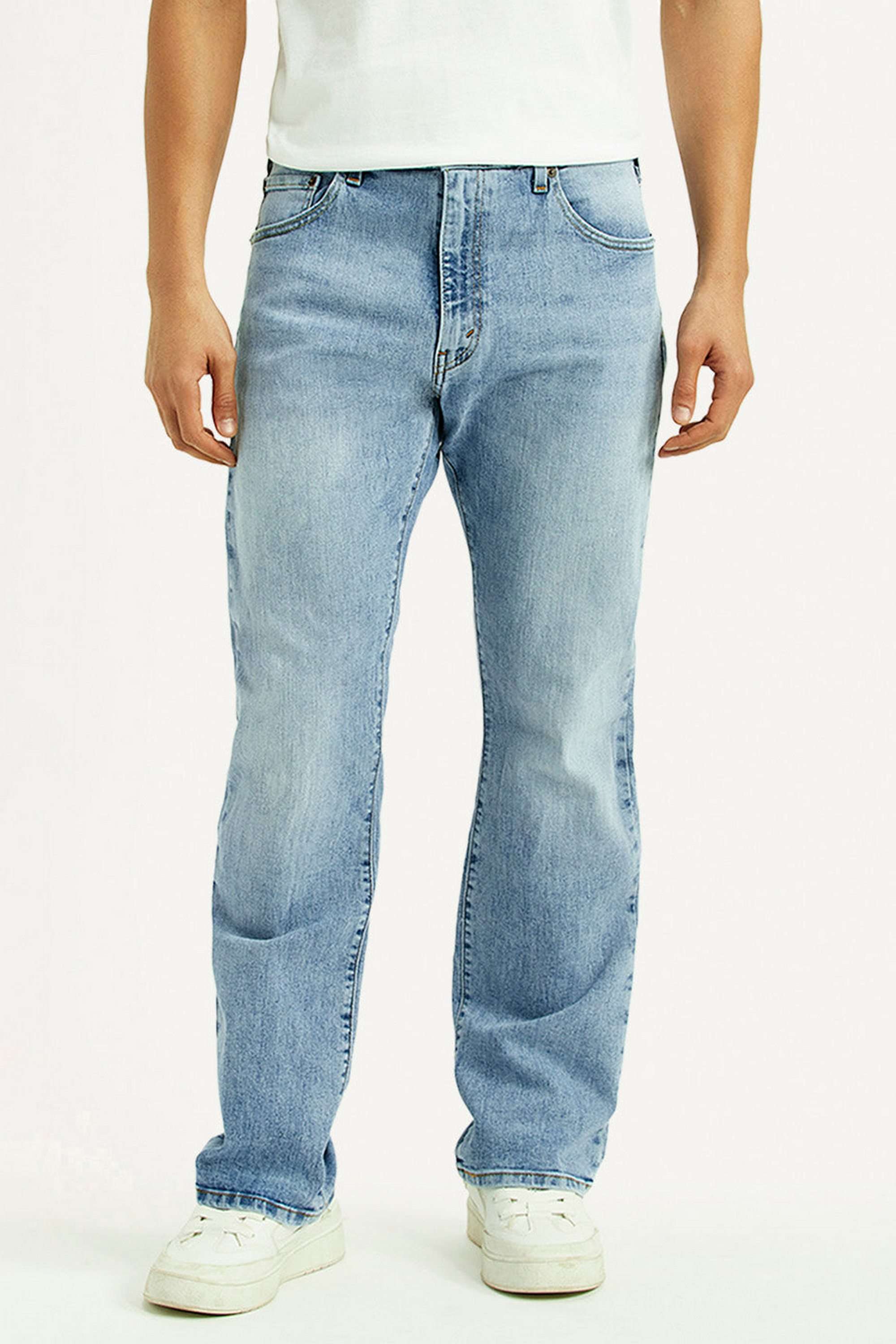 Solid-Polyester-Cotton-Bootcut-Fit-Men-s-Jeans
