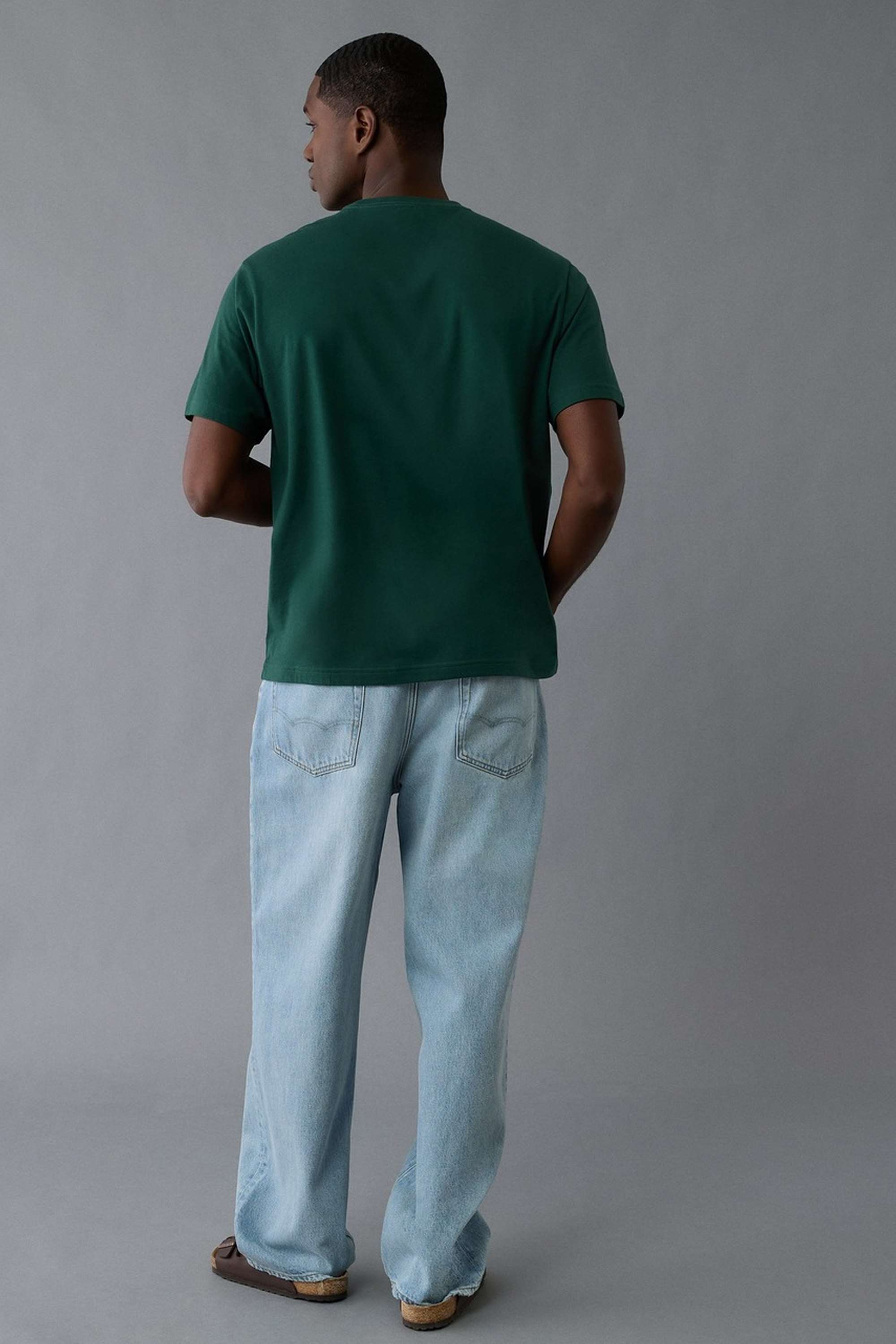 Solid-Polyester-Cotton-Round-Neck-Men-s-T-Shirt