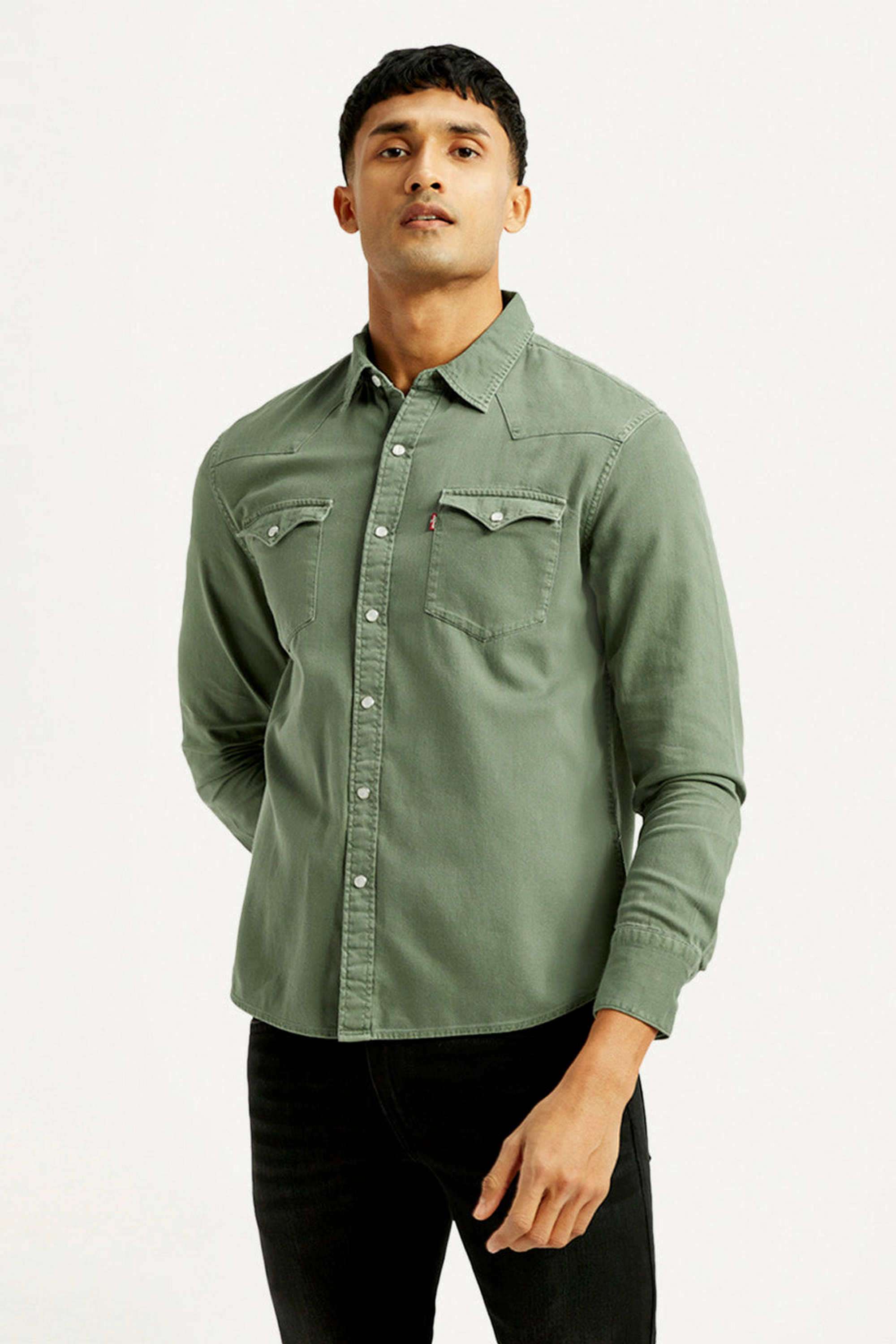 Solid-Cotton-Slim-Fit-Men-s-Casual-Shirts
