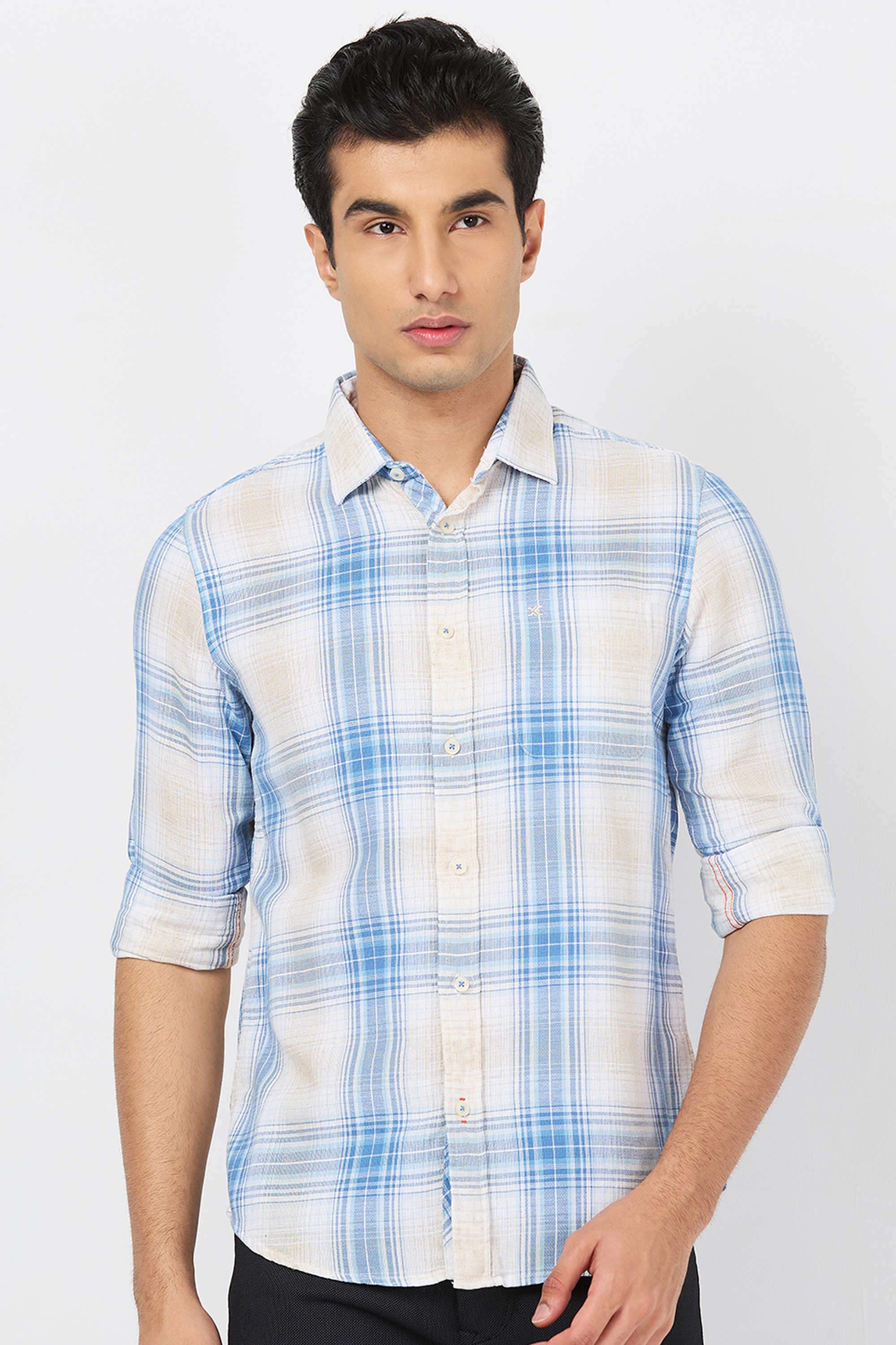 Checks-Cotton-Blend-Regular-Fit-Men-s-Casual-Shirt