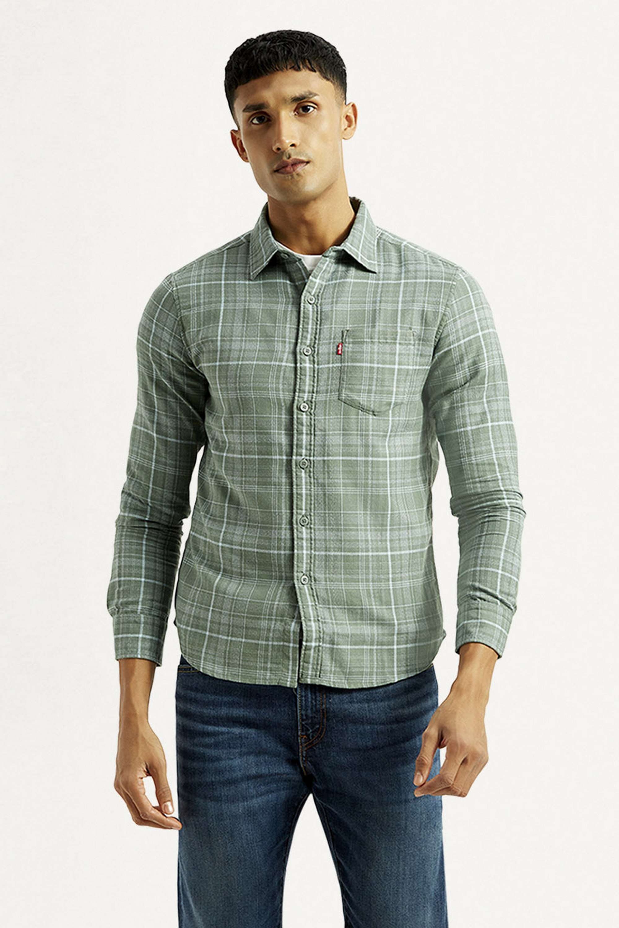 Checks-Cotton-Blend-Slim-Fit-Men-s-Shirt