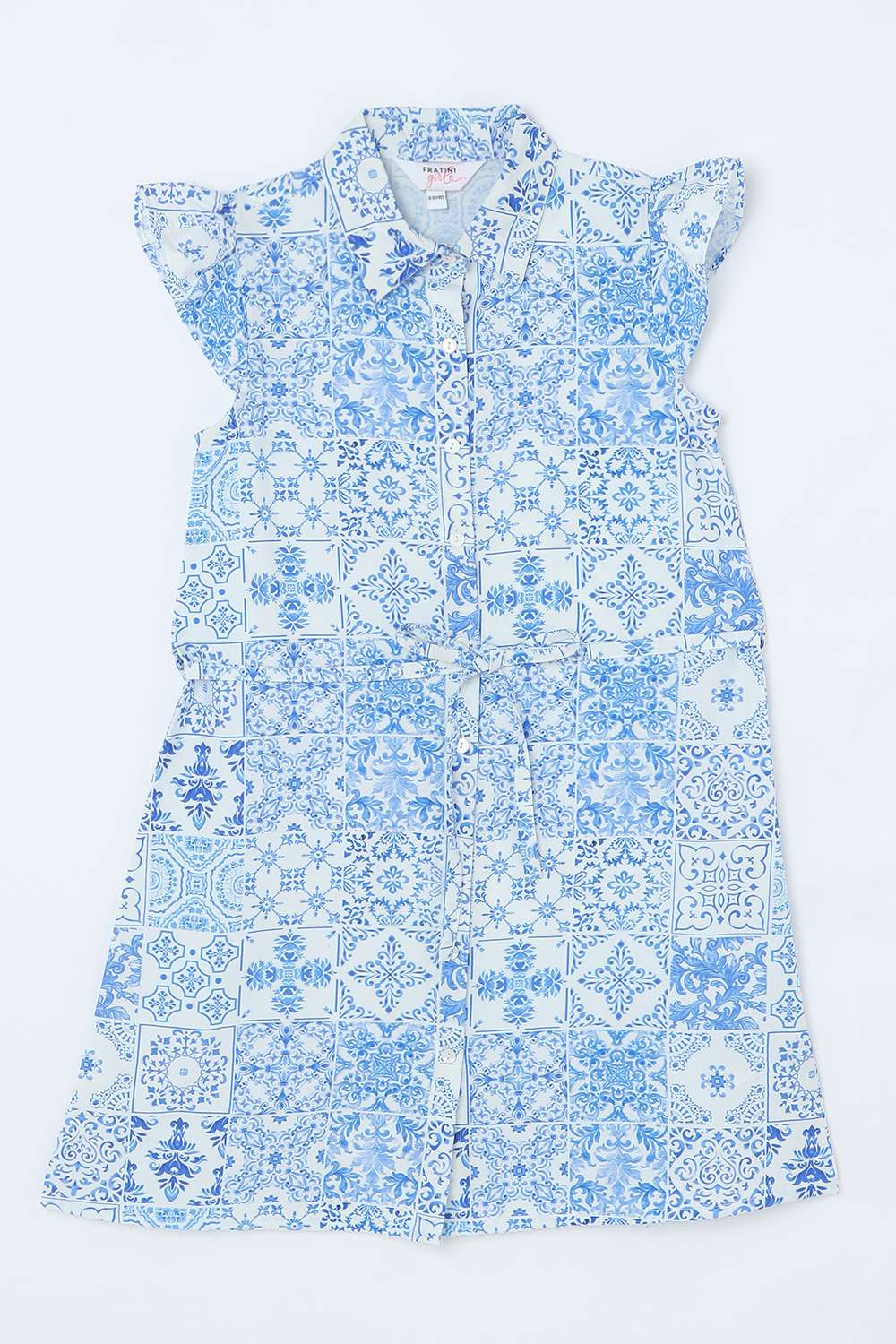 Printed-Blended-Fabric-Round-Neck-Girls-Casual-Wear-Dress