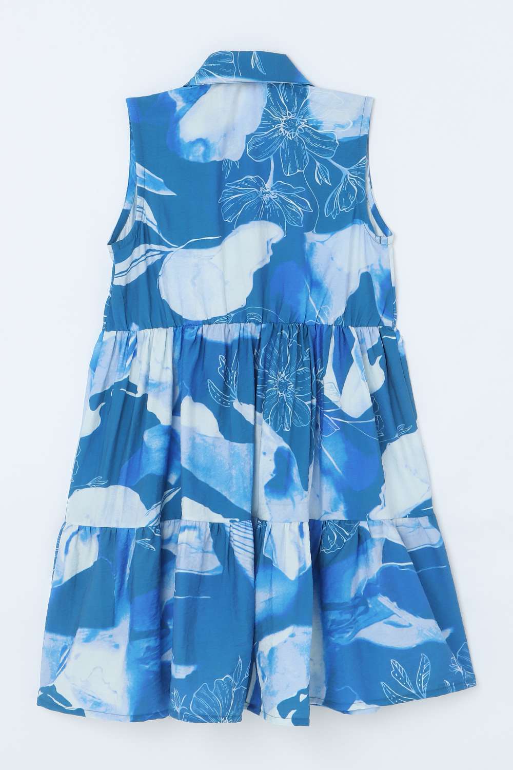 Printed-Blended-Fabric-Round-Neck-Girls-Casual-Wear-Dress