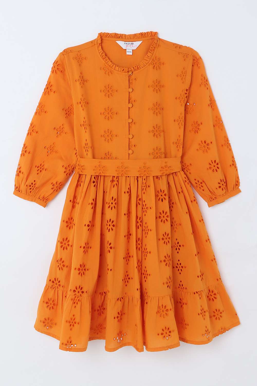 Solid-Cotton-Round-Neck-Girls-Casual-Wear-Dress