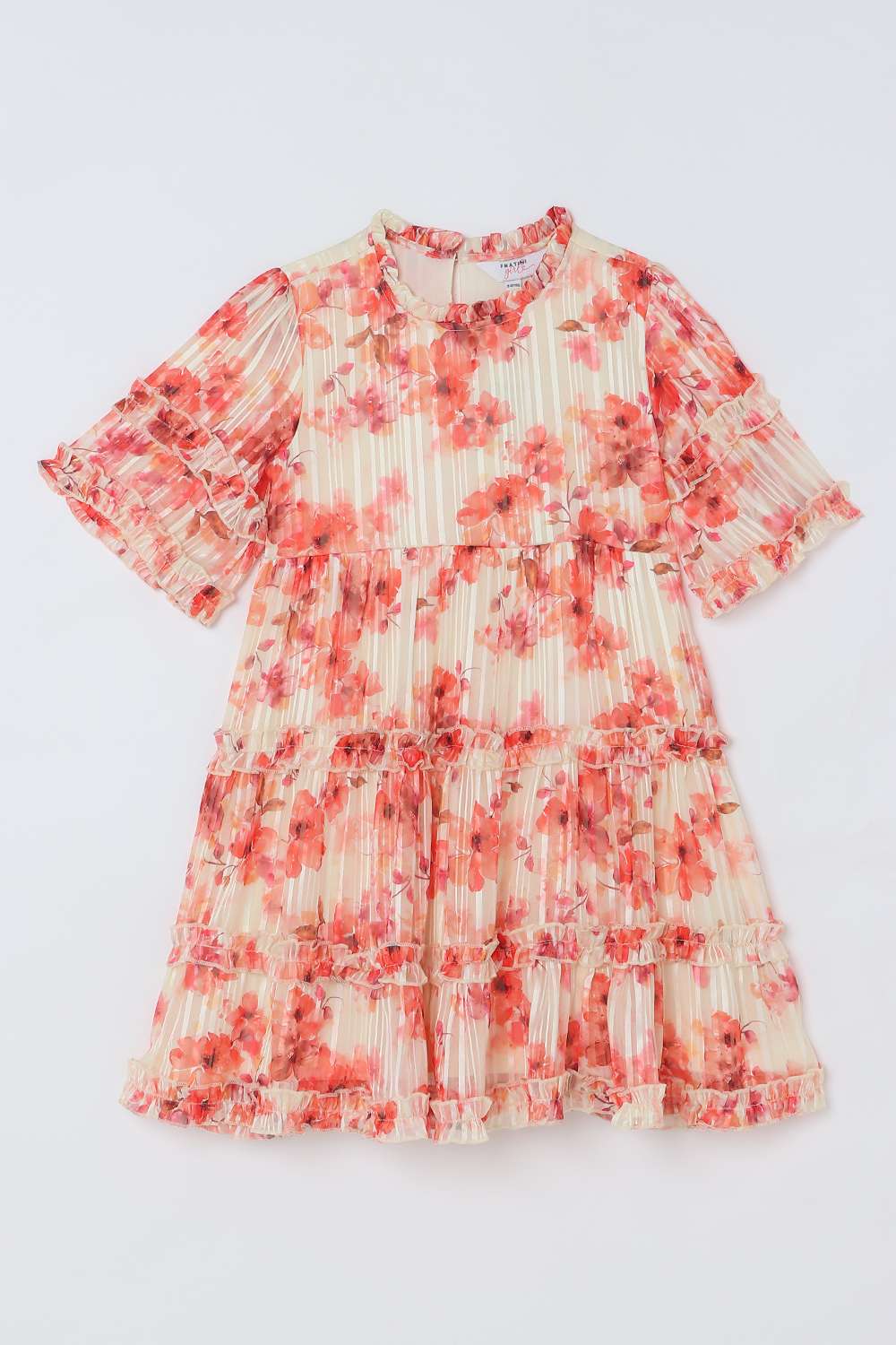 Printed-Polyester-Round-Neck-Girls-Casual-Wear-Dress