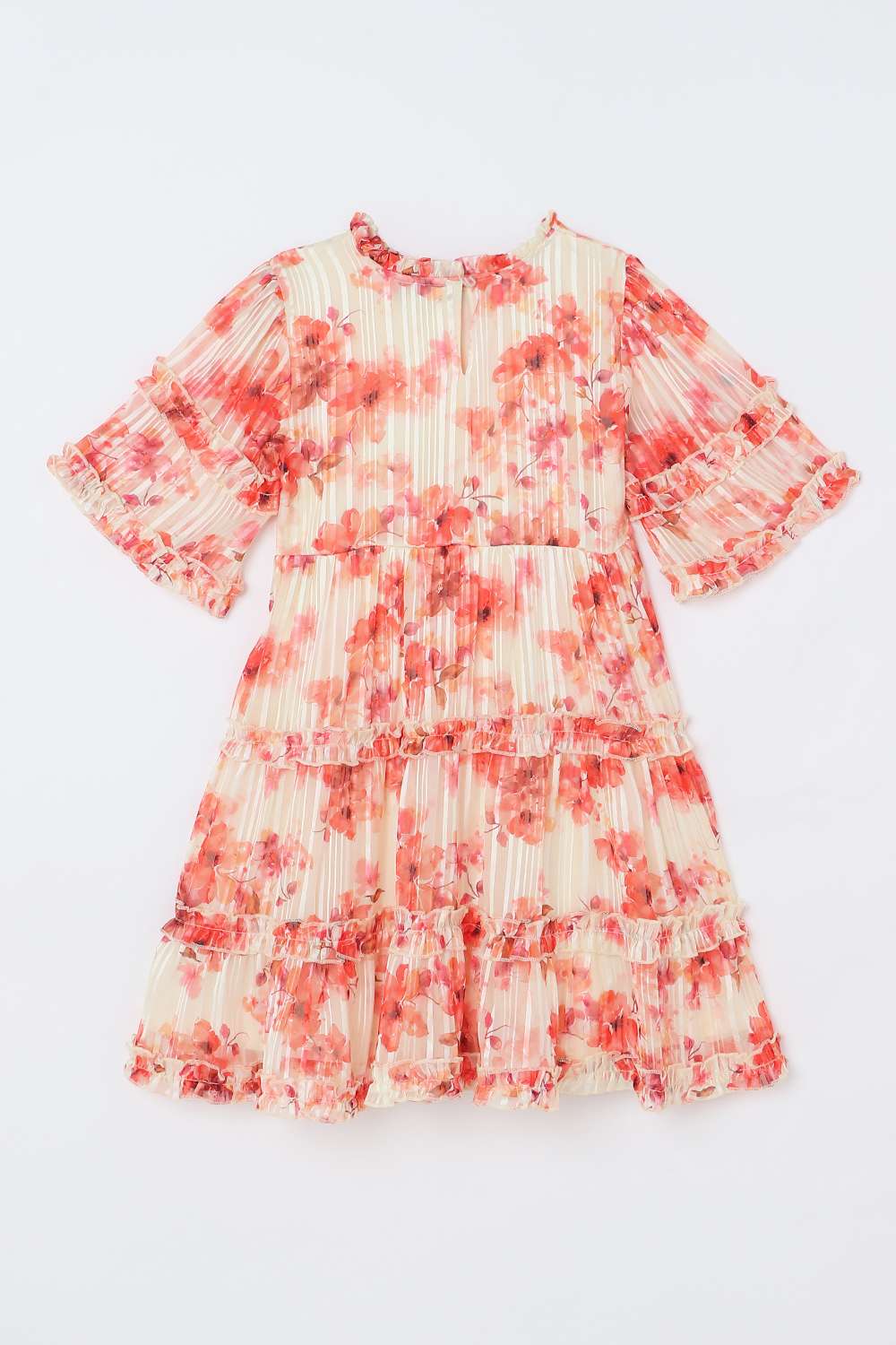 Printed-Polyester-Round-Neck-Girls-Casual-Wear-Dress
