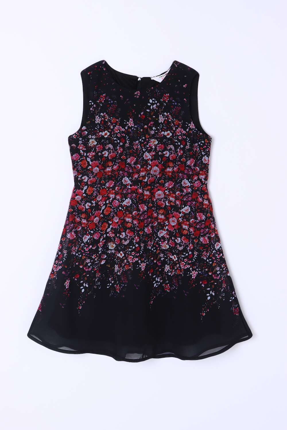 Floral-Polyester-Round-Neck-Girls-Casual-Wear-Dress