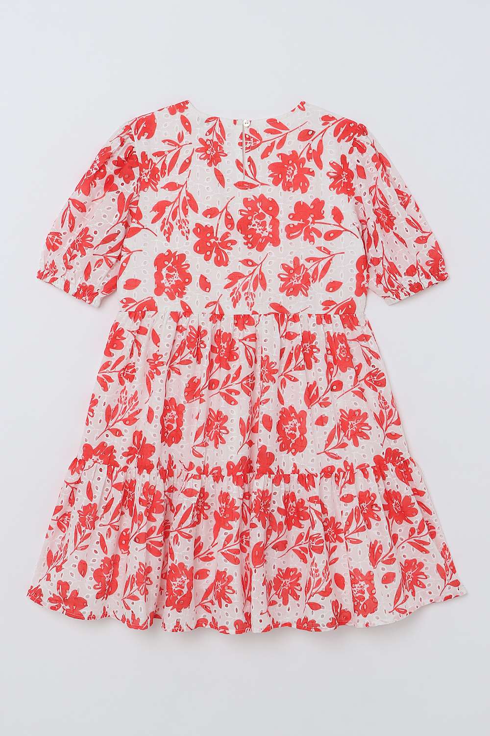 Floral-Polyester-V-Neck-Girls-Casual-Wear-Dress