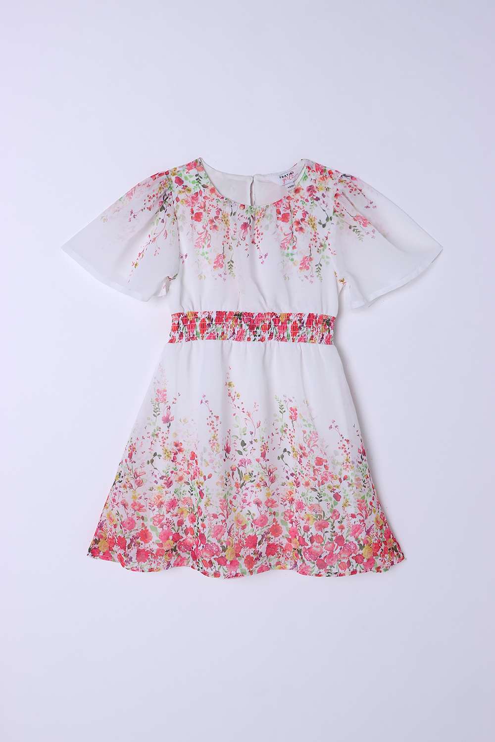 Printed-Blended-Fabric-Round-Neck-Girls-Casual-Wear-Dress