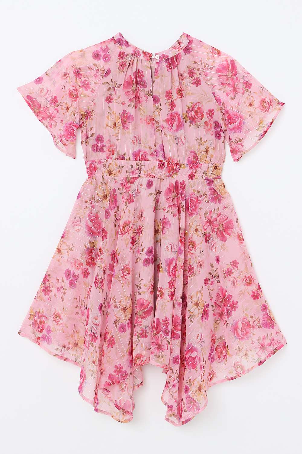 Floral-Polyester-Round-Neck-Girls-Casual-Wear-Dress