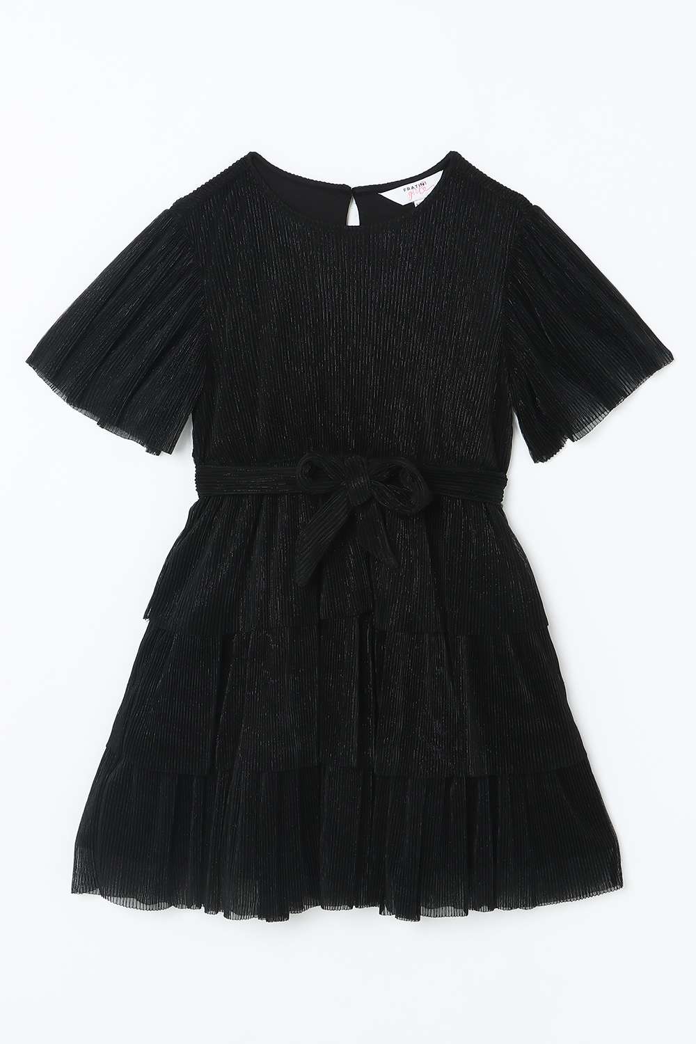 Solid-Blended-Fabric-Round-Neck-Girls-Casual-Wear-Dress