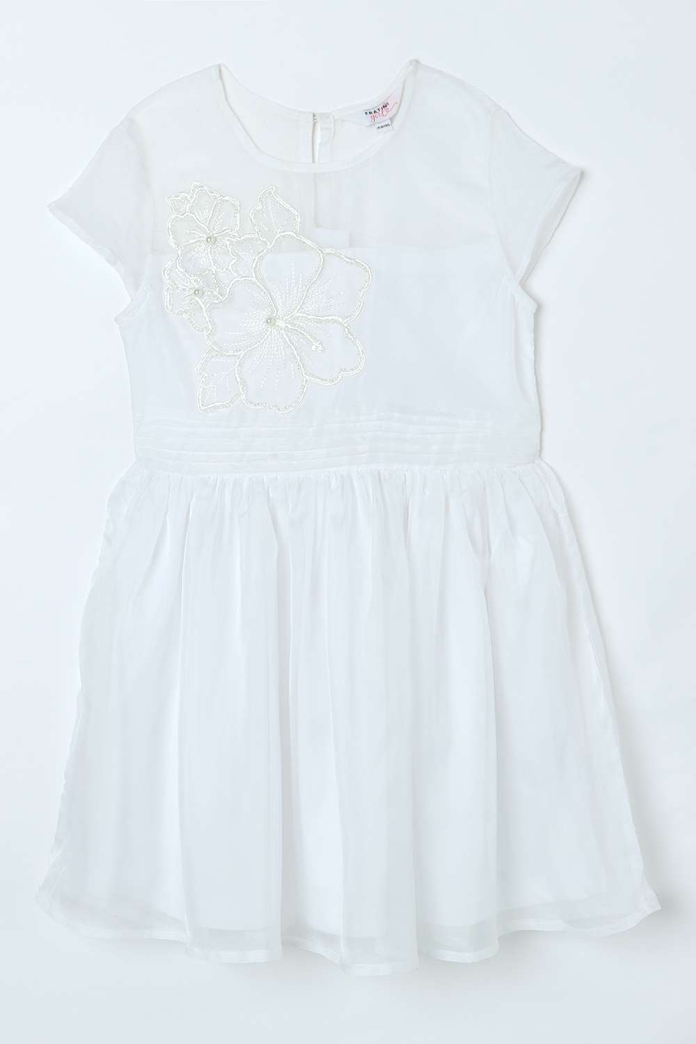 Solid-Polyester-Round-Neck-Girls-Casual-Wear-Dress