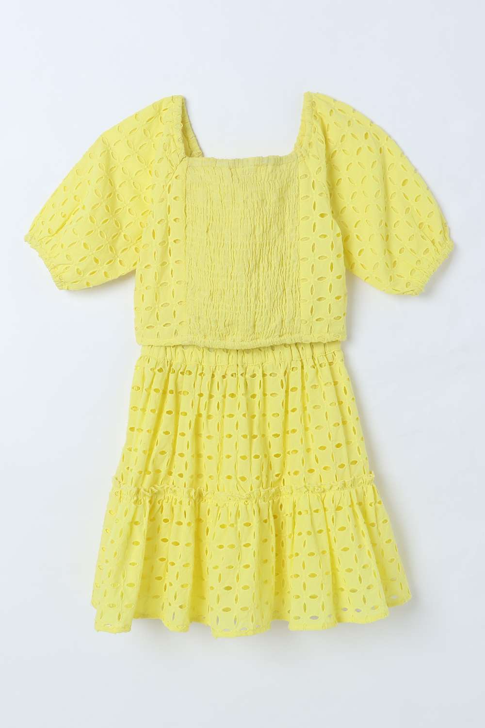 Schiffli-Blended-Fabric-Square-Neck-Girls-Casual-Wear-Clothing-Set