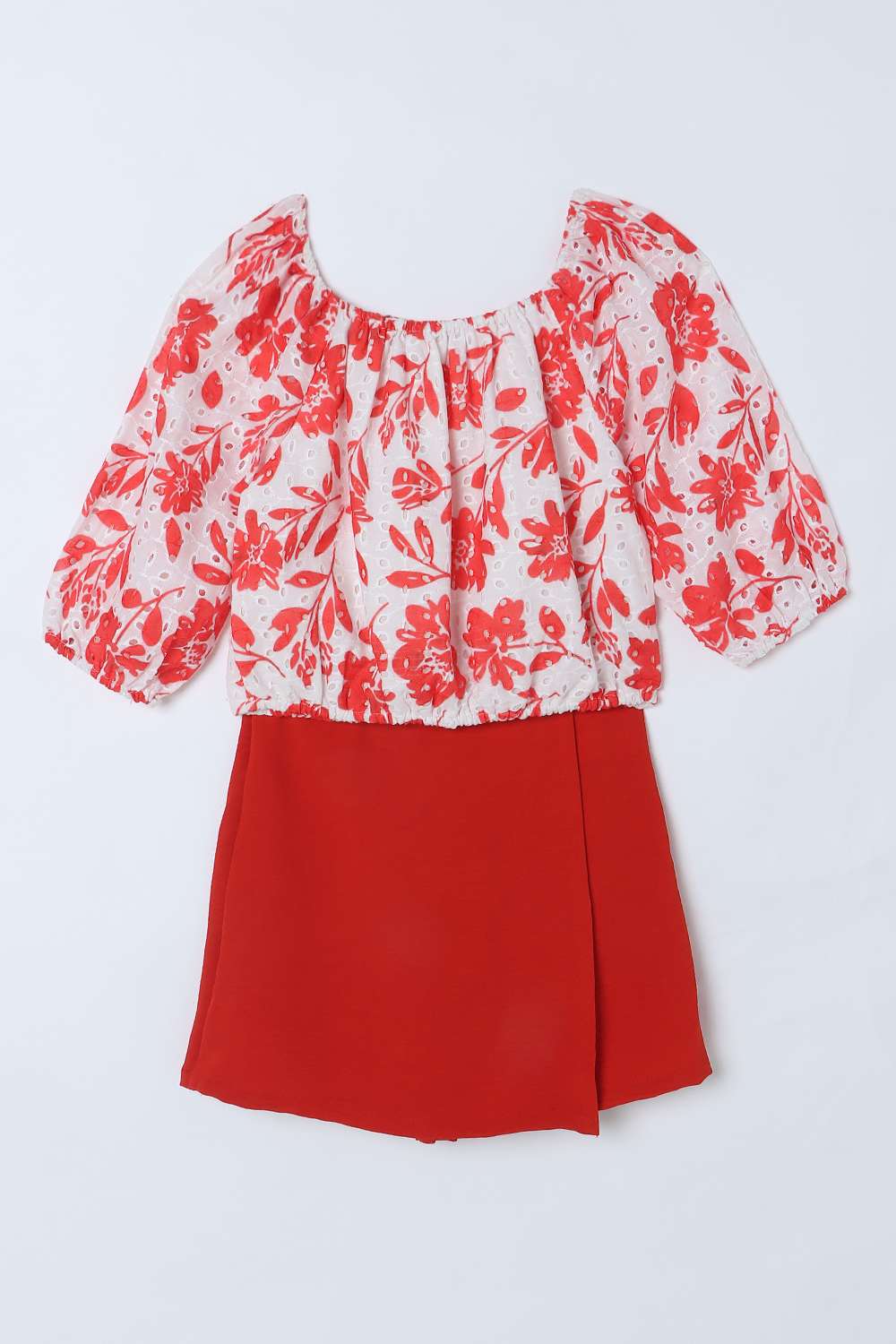 Printed-Blended-Fabric-Girls-Clothing-Set