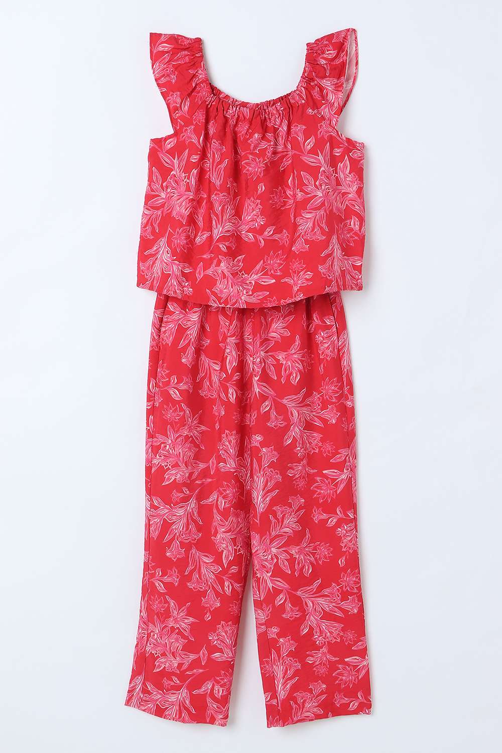 Printed-Blended-Fabric-Girls-Clothing-Set