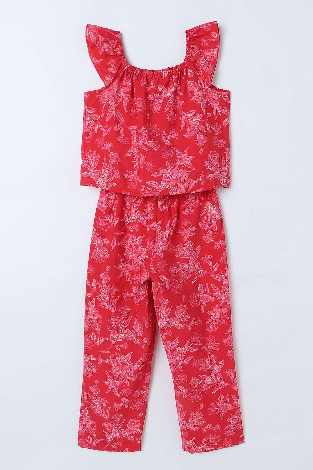 Floral-Blended-Fabric-Square-Neck-Girls-Casual-Wear-Clothing-Set