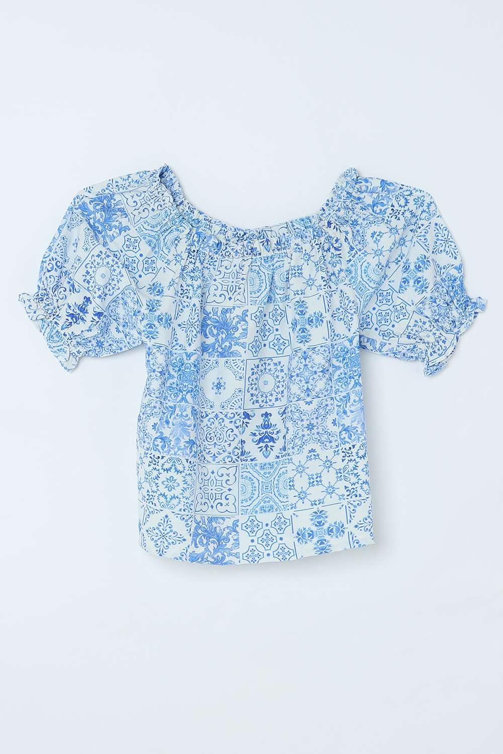 Printed-Blended-Fabric-Round-Neck-Girls-Top