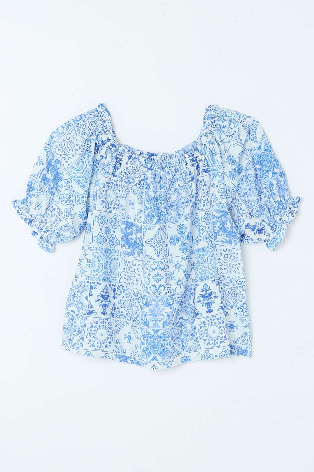 Printed-Blended-Fabric-Round-Neck-Girls-Top