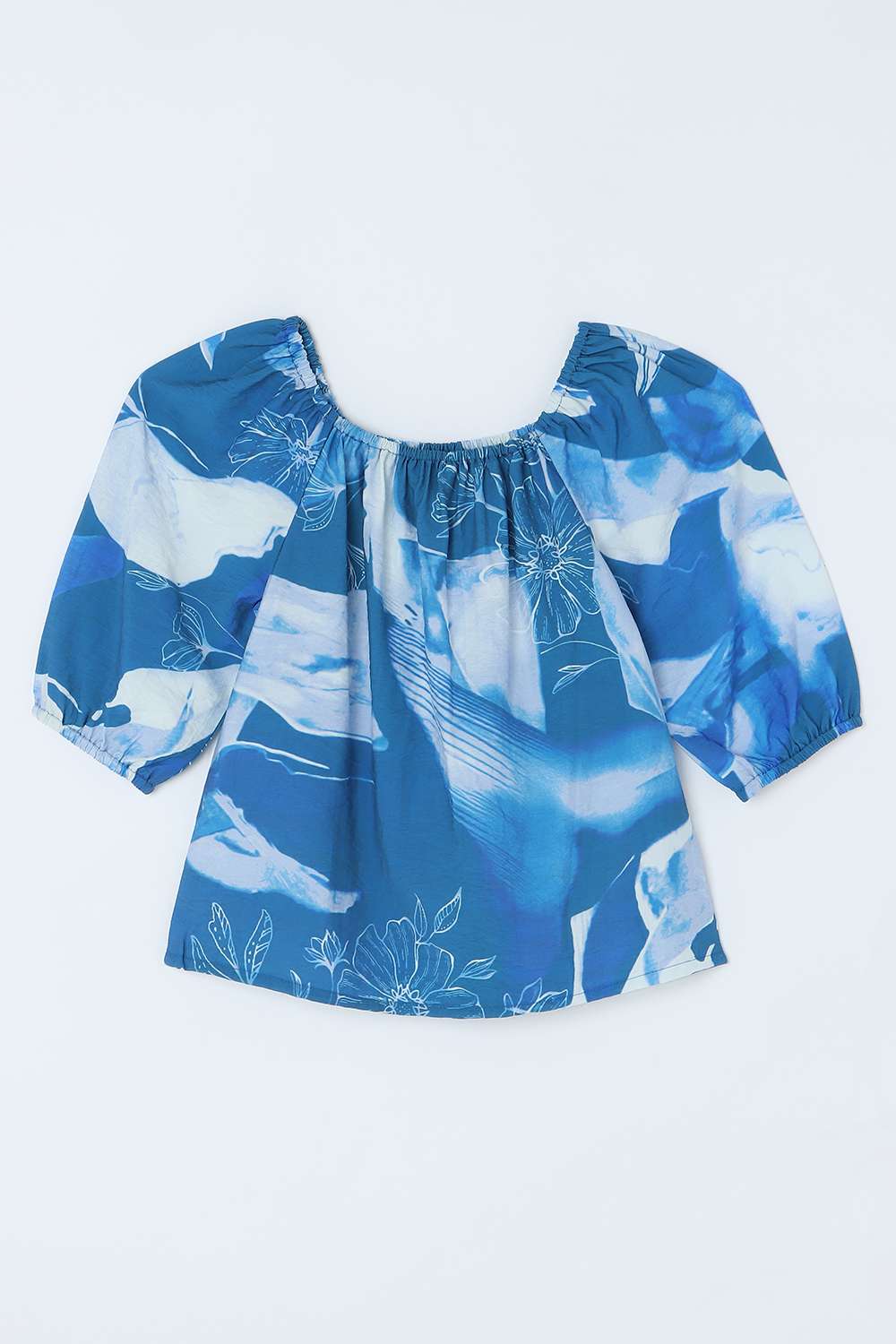 Printed-Blended-Fabric-Round-Neck-Girls-Top