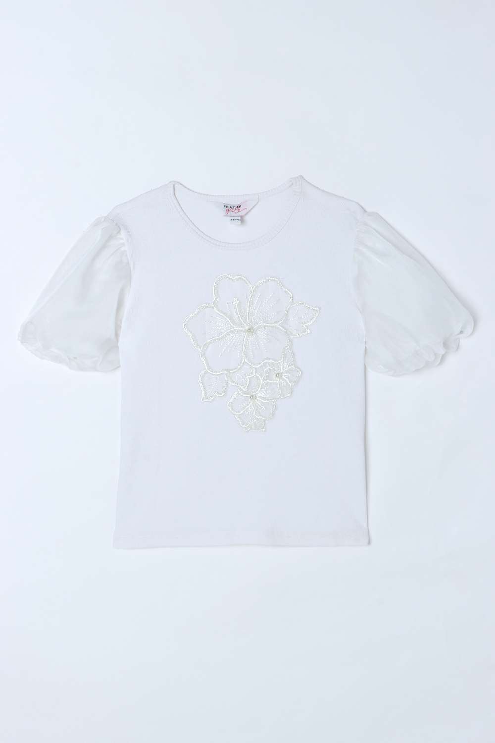 Embellished-Blended-Fabric-Round-Neck-Girls-Top