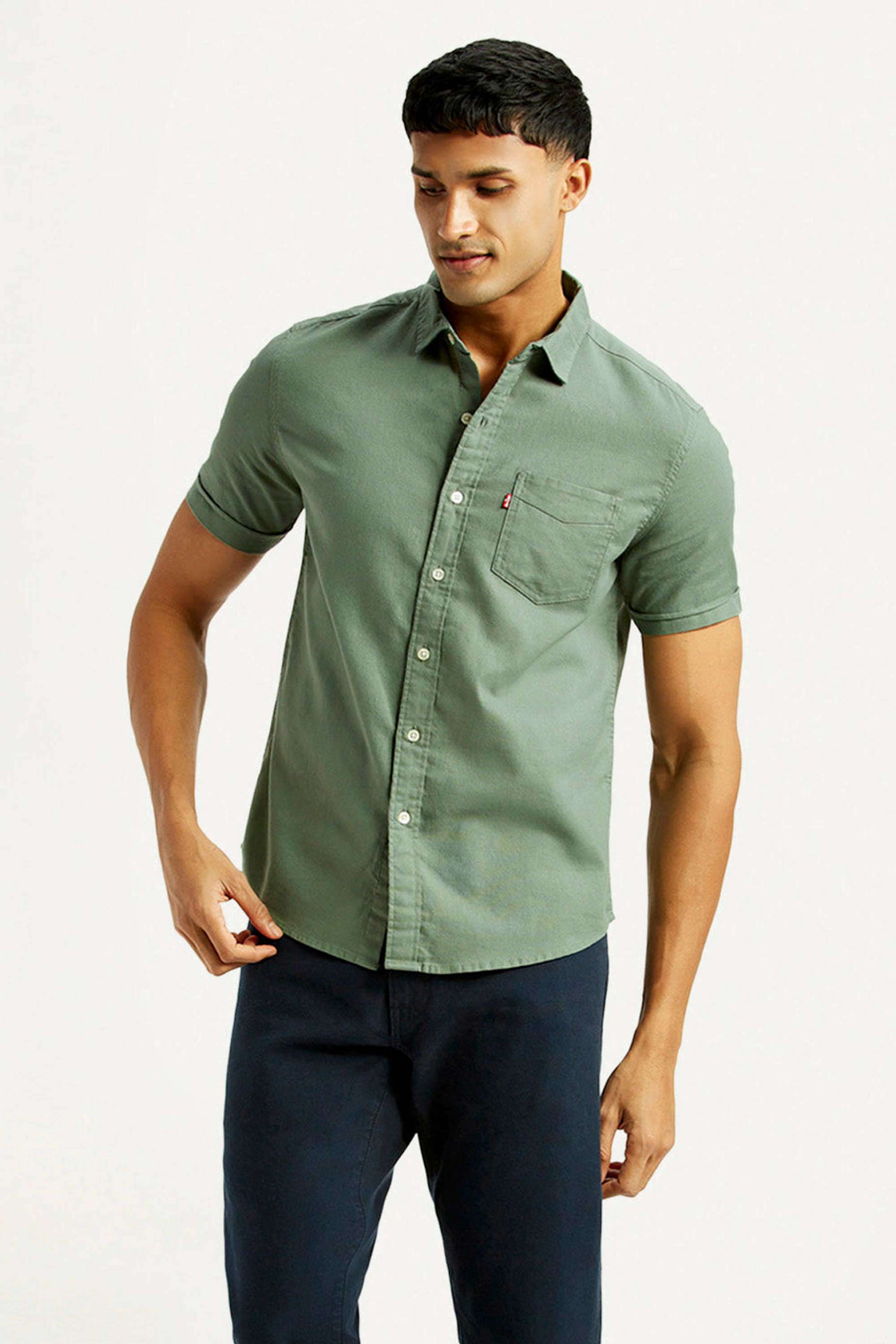 Solid-Cotton-Slim-Fit-Men-s-Casual-Shirts