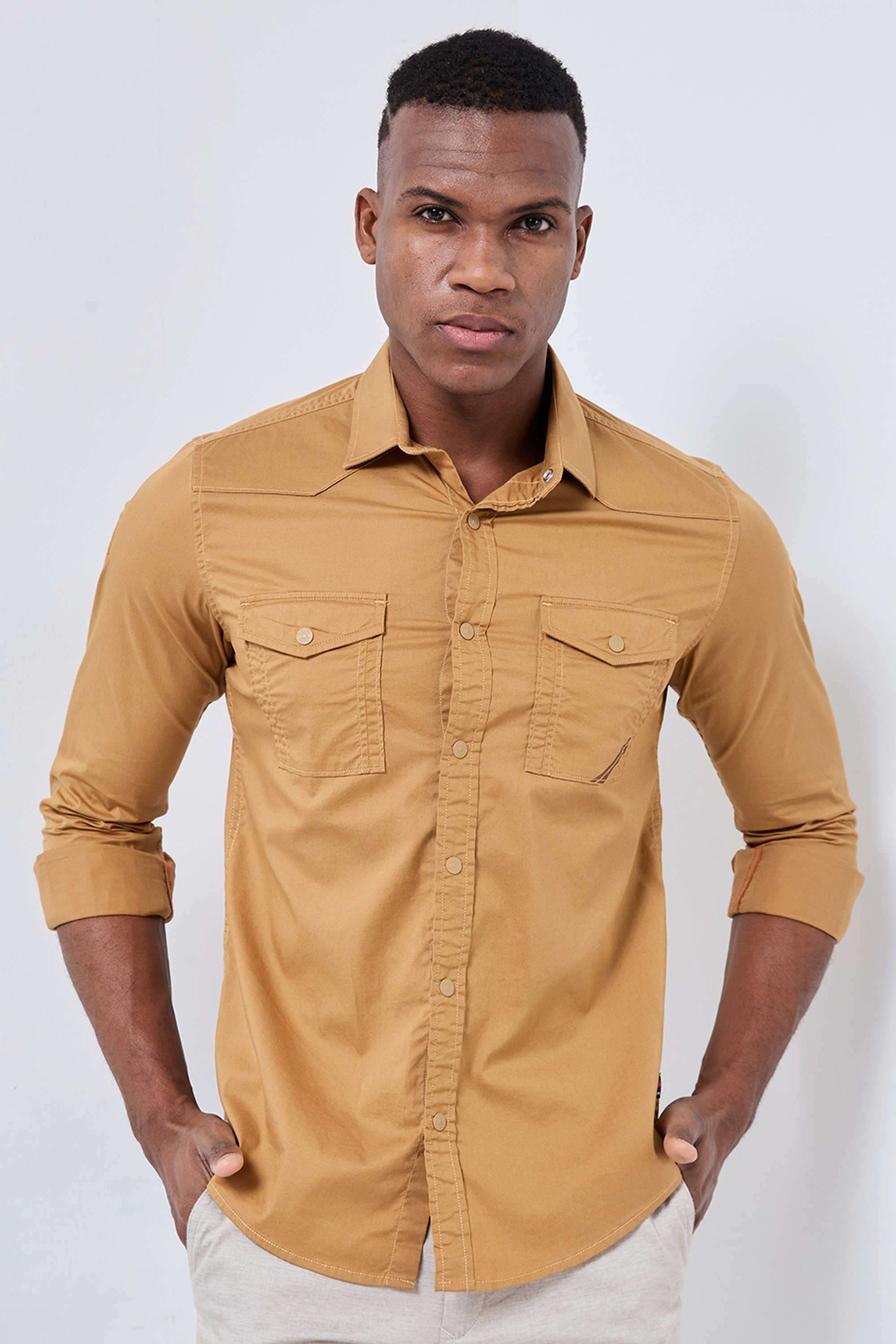Solid-Cotton-Blend-Regular-Fit-Men-s-Casual-Shirt