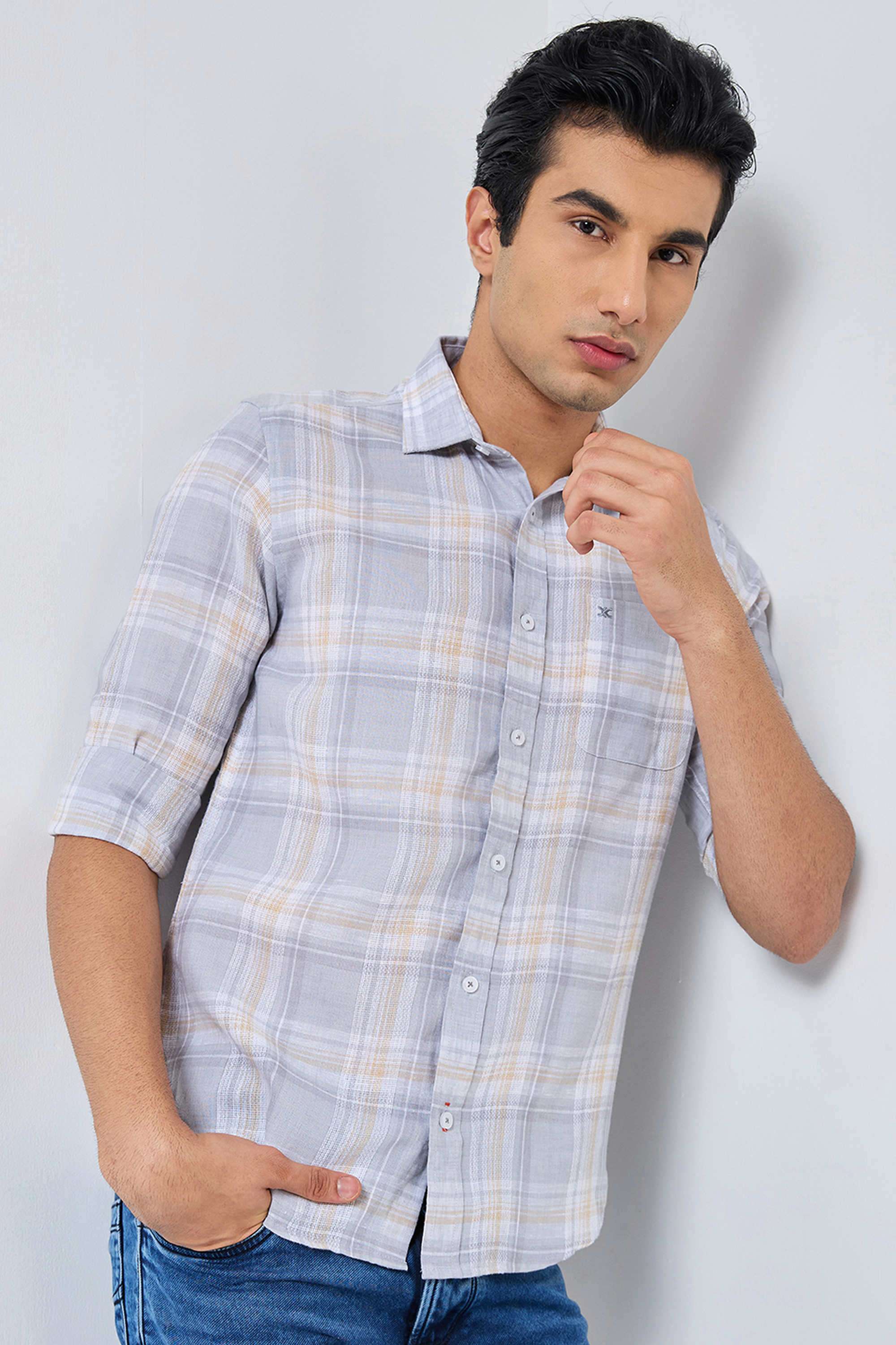 Checks-Blended-Fabric-Regular-Fit-Men-s-Casual-Shirt