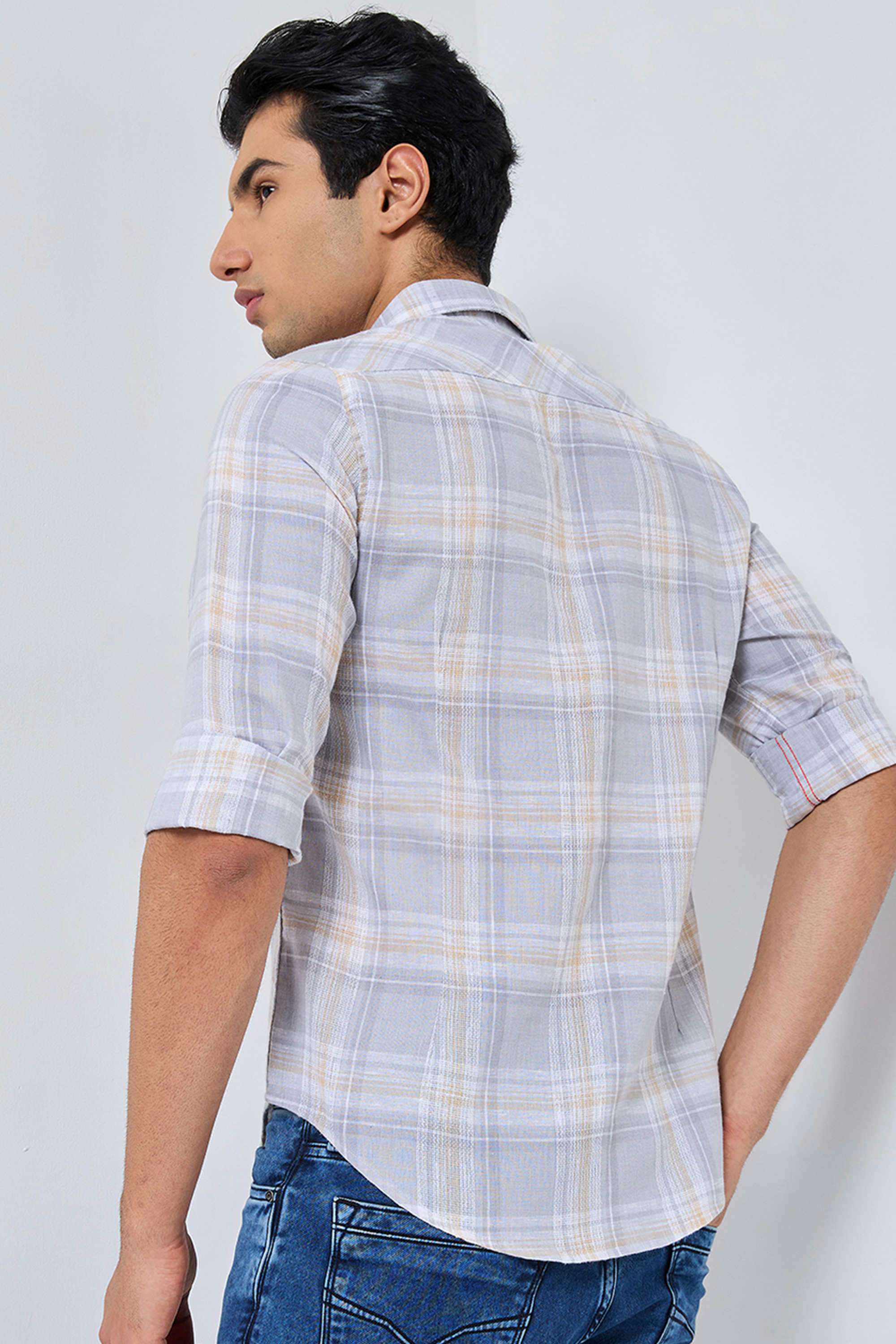 Checks-Blended-Fabric-Regular-Fit-Men-s-Casual-Shirt
