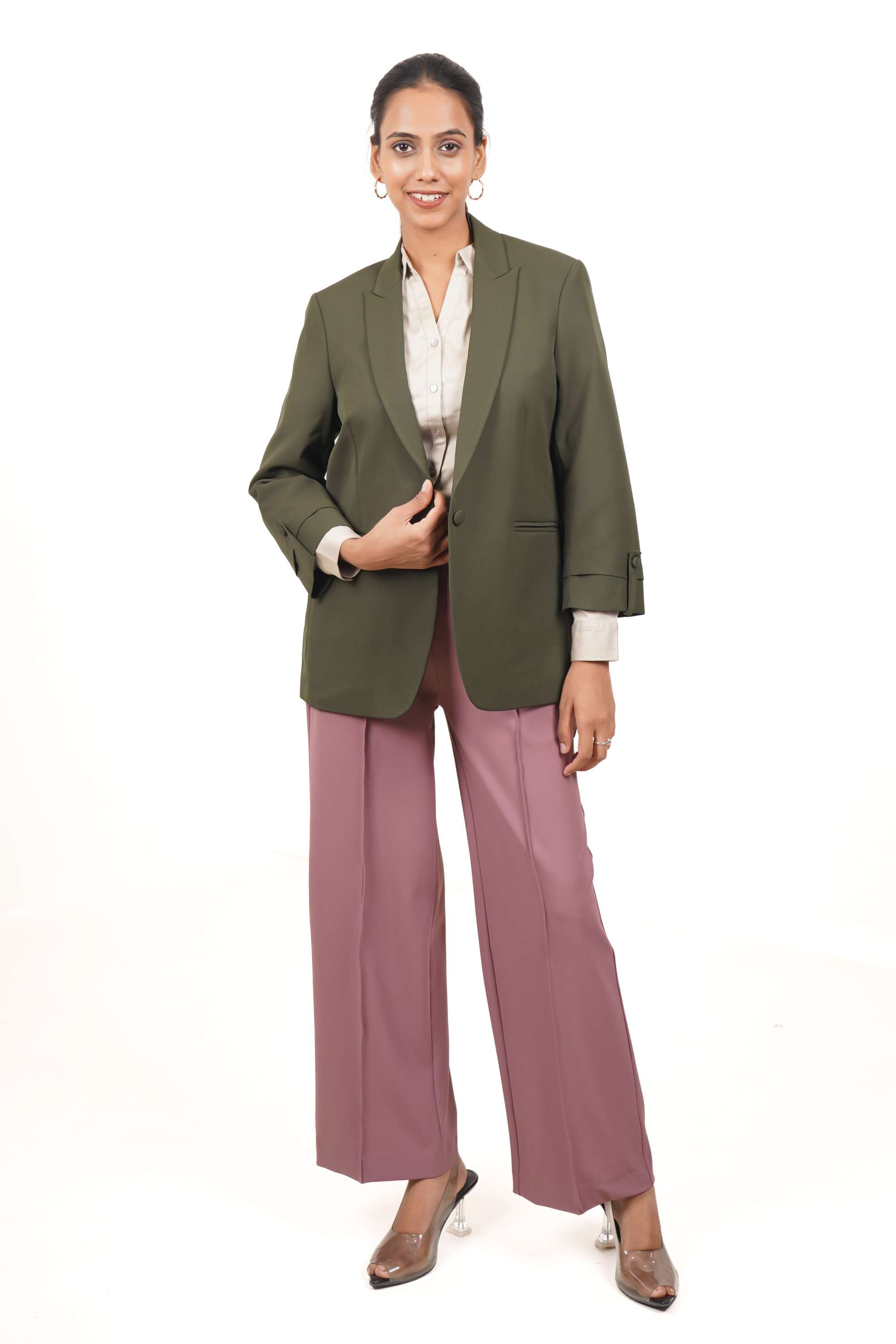 Solid-Polyester-Regular-Fit-Women-s-Casual-Wear-Blazer