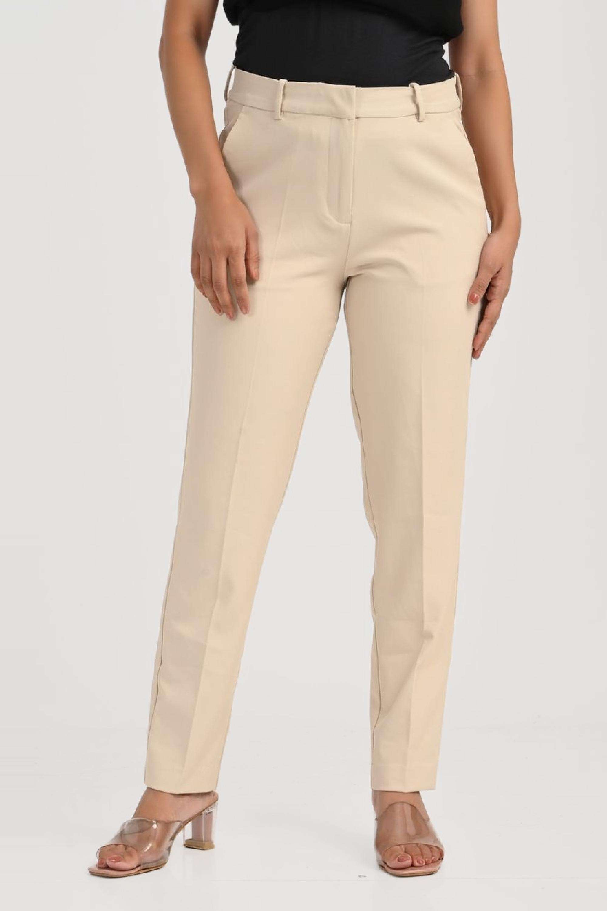 Solid-Straight-Fit-Polyester-Women-Formal-Wear-Pants