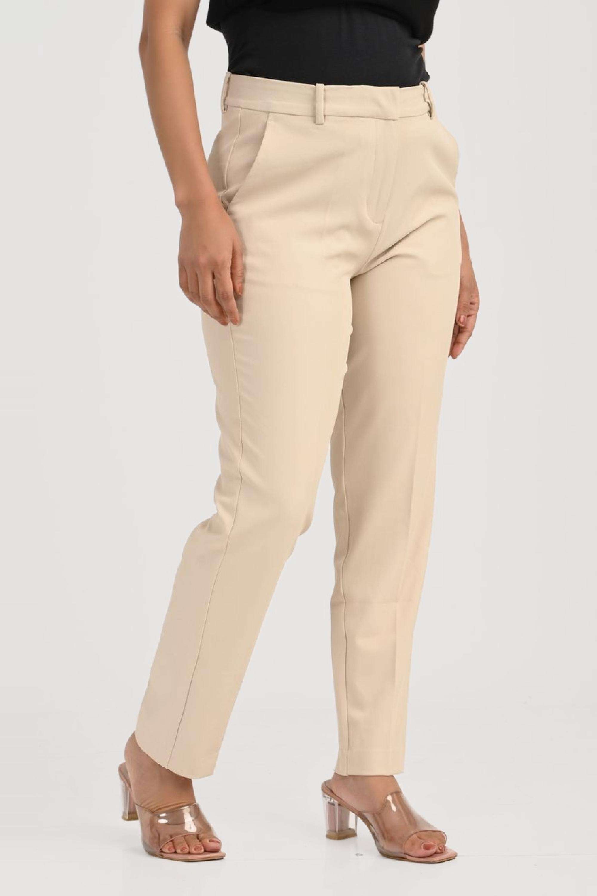 Solid-Straight-Fit-Polyester-Women-Formal-Wear-Pants