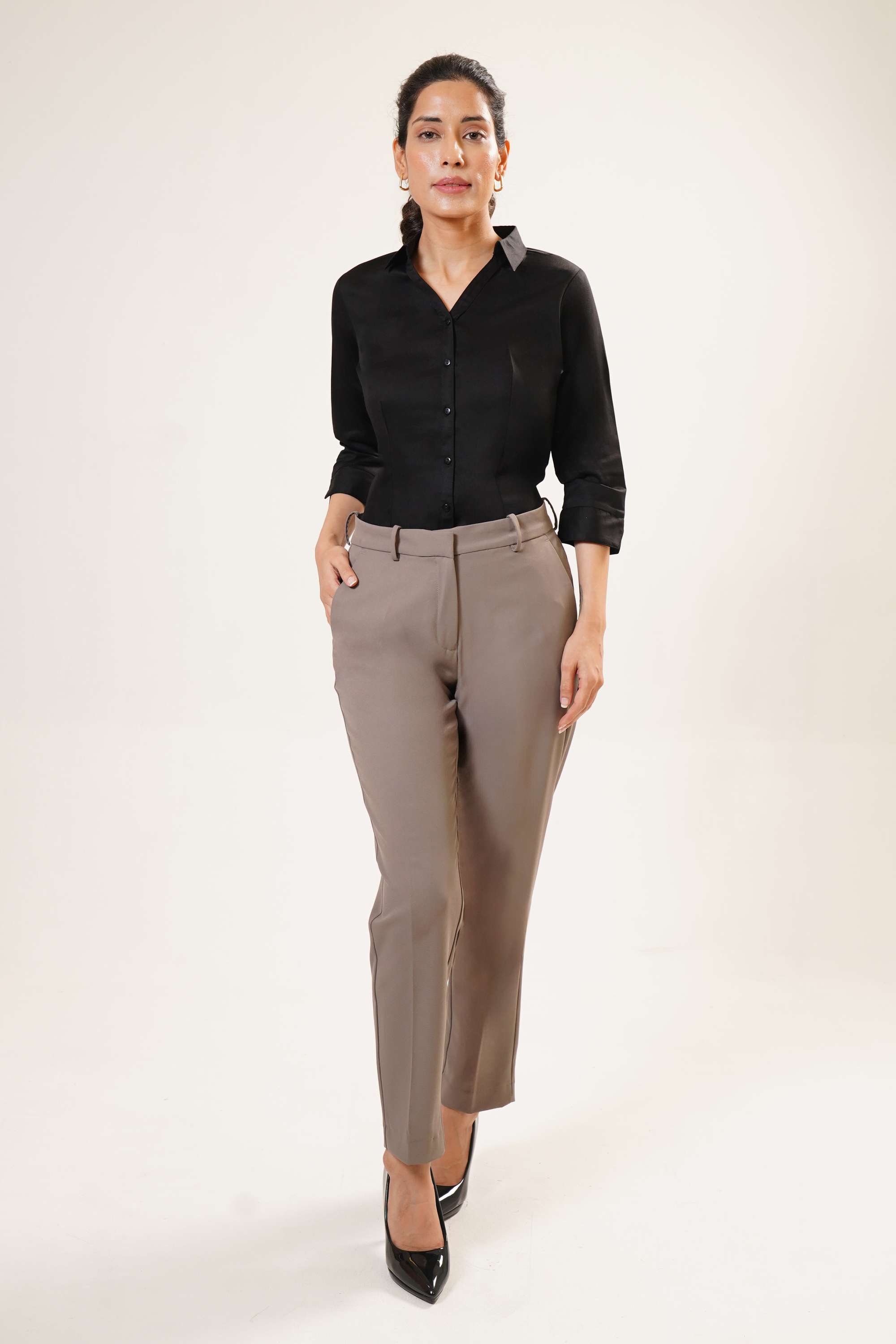 Solid-Blended-Fabric-Straight-Fit-Straight-Fit-Full-Length-Women-Pants