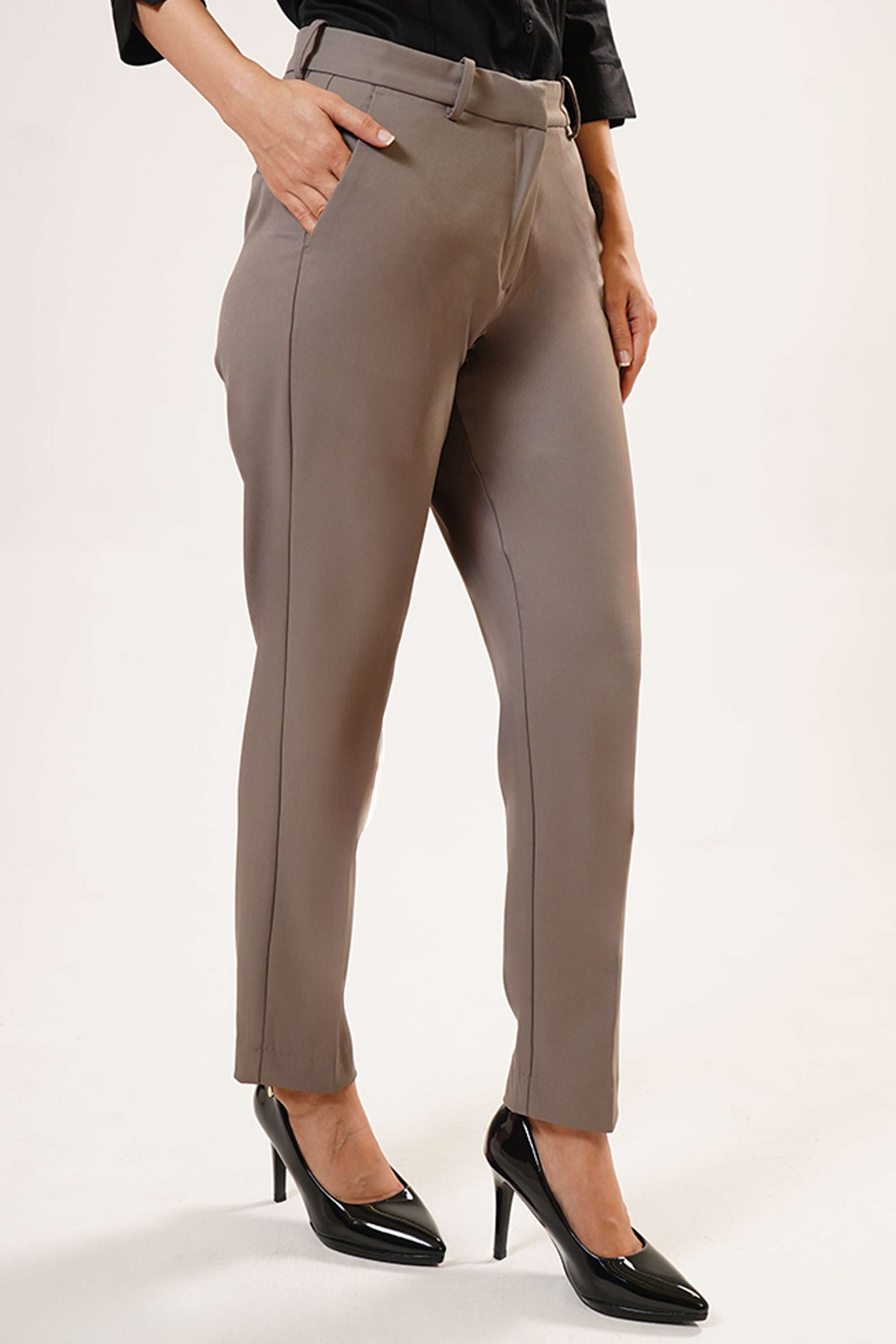 Solid-Blended-Fabric-Straight-Fit-Straight-Fit-Full-Length-Women-Pants