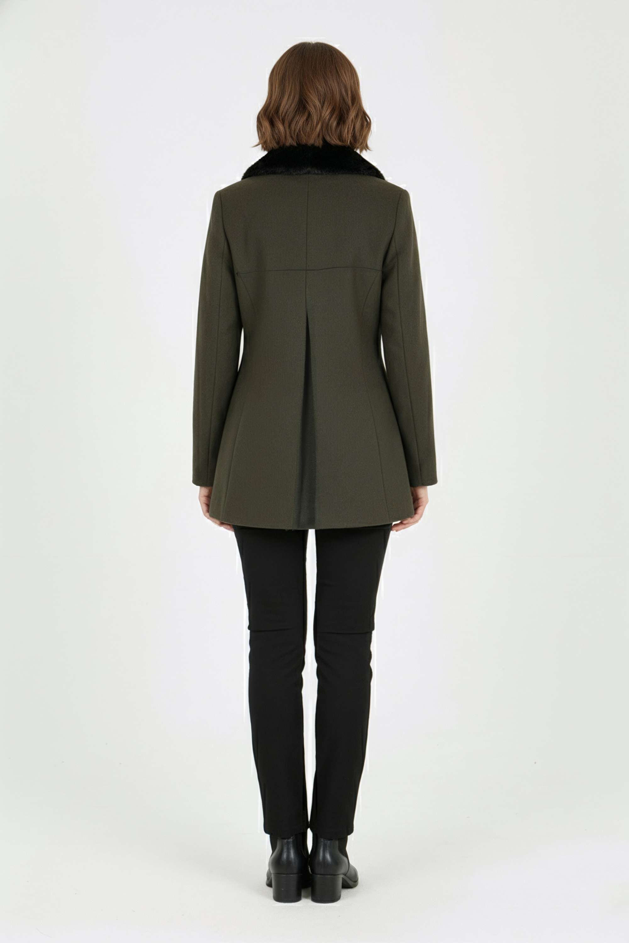 Solid-Collared-Blended-Fabric-Women-s-Casual-Wear-Coat