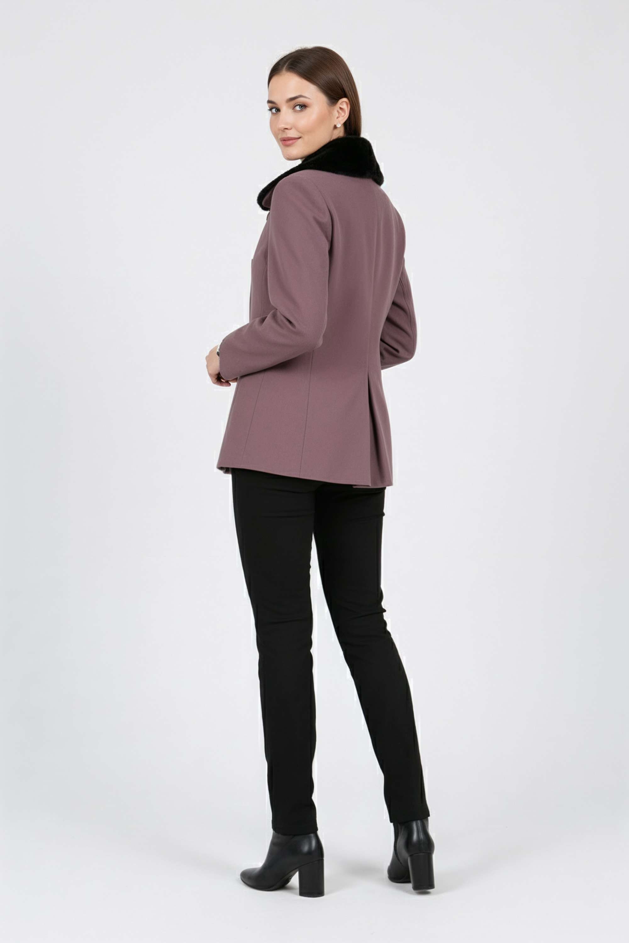 Solid-Collared-Blended-Fabric-Women-s-Casual-Wear-Coat