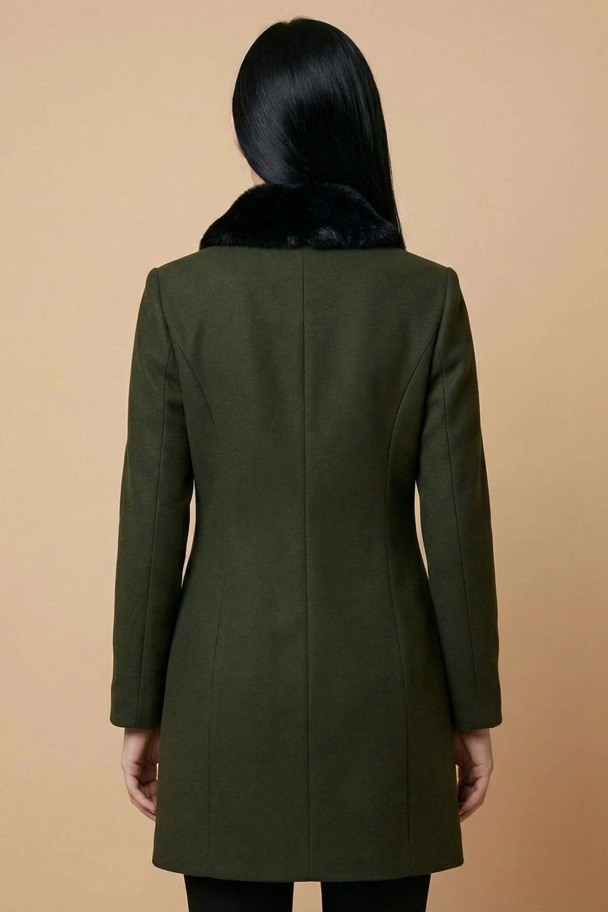 Solid-Collared-Blended-Fabric-Women-s-Casual-Wear-Coat