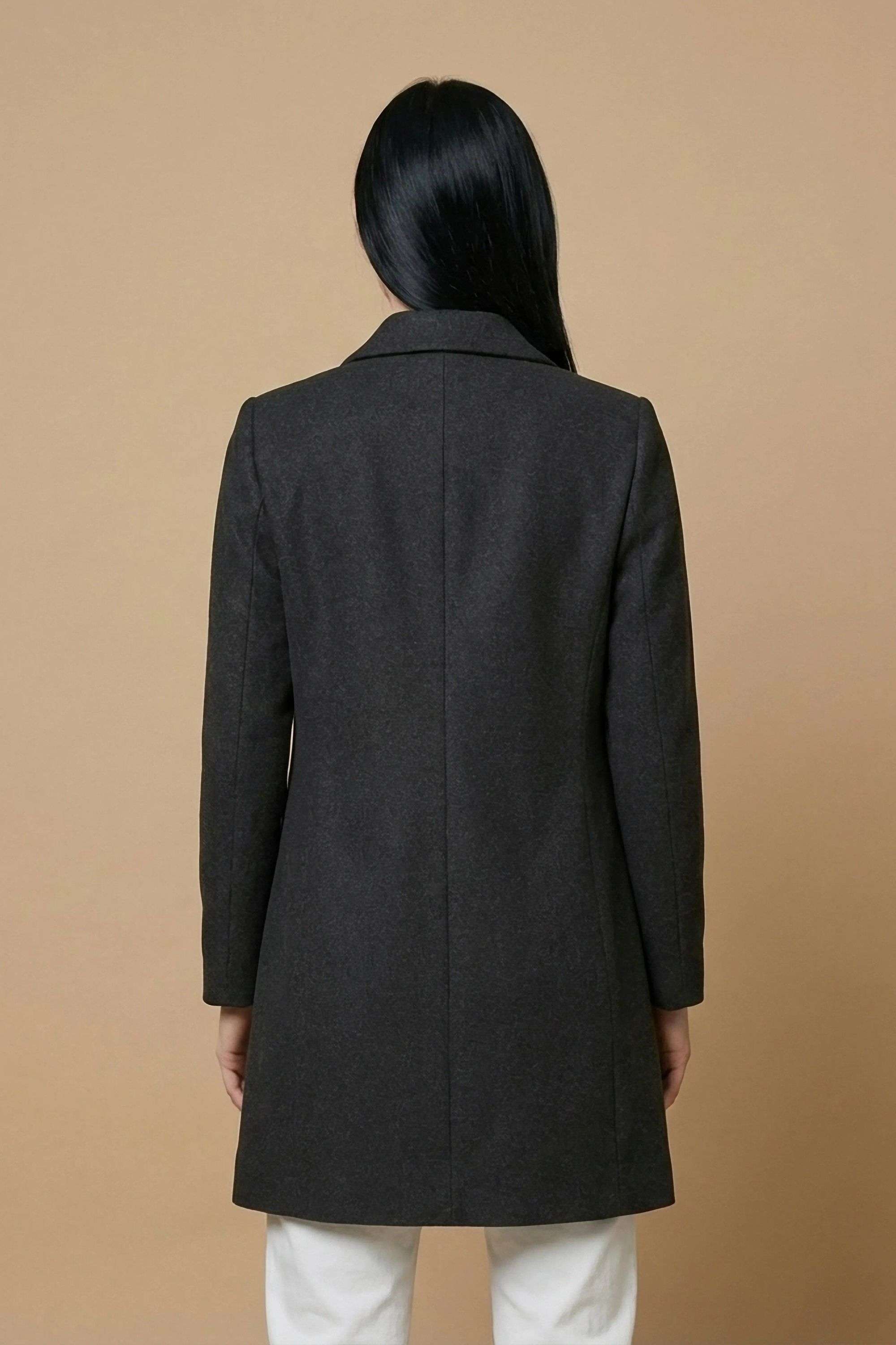 Solid-Collared-Blended-Fabric-Women-s-Casual-Wear-Coat
