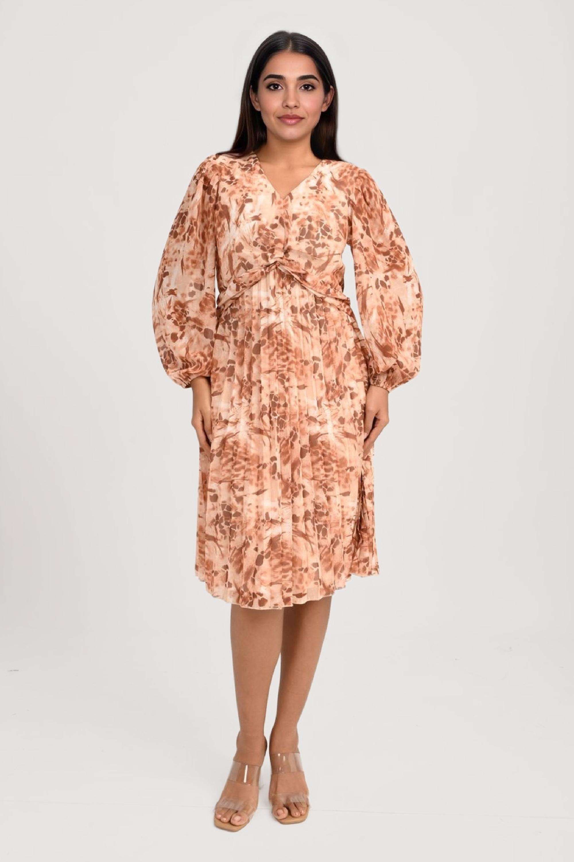 Printed-Georgette-Regular-Fit-Women-s-Knee-Length-Dress