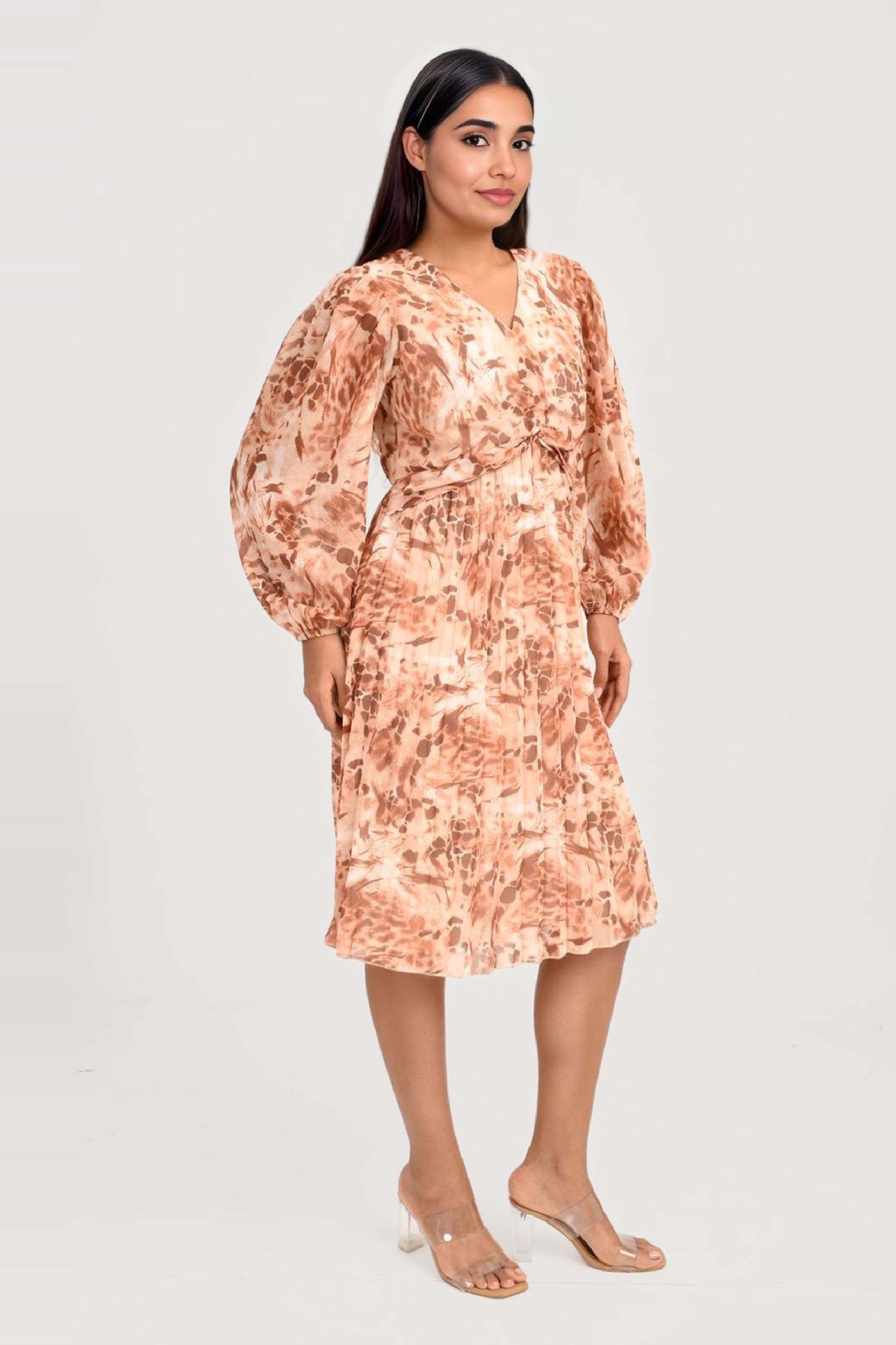 Printed-Georgette-Regular-Fit-Women-s-Knee-Length-Dress