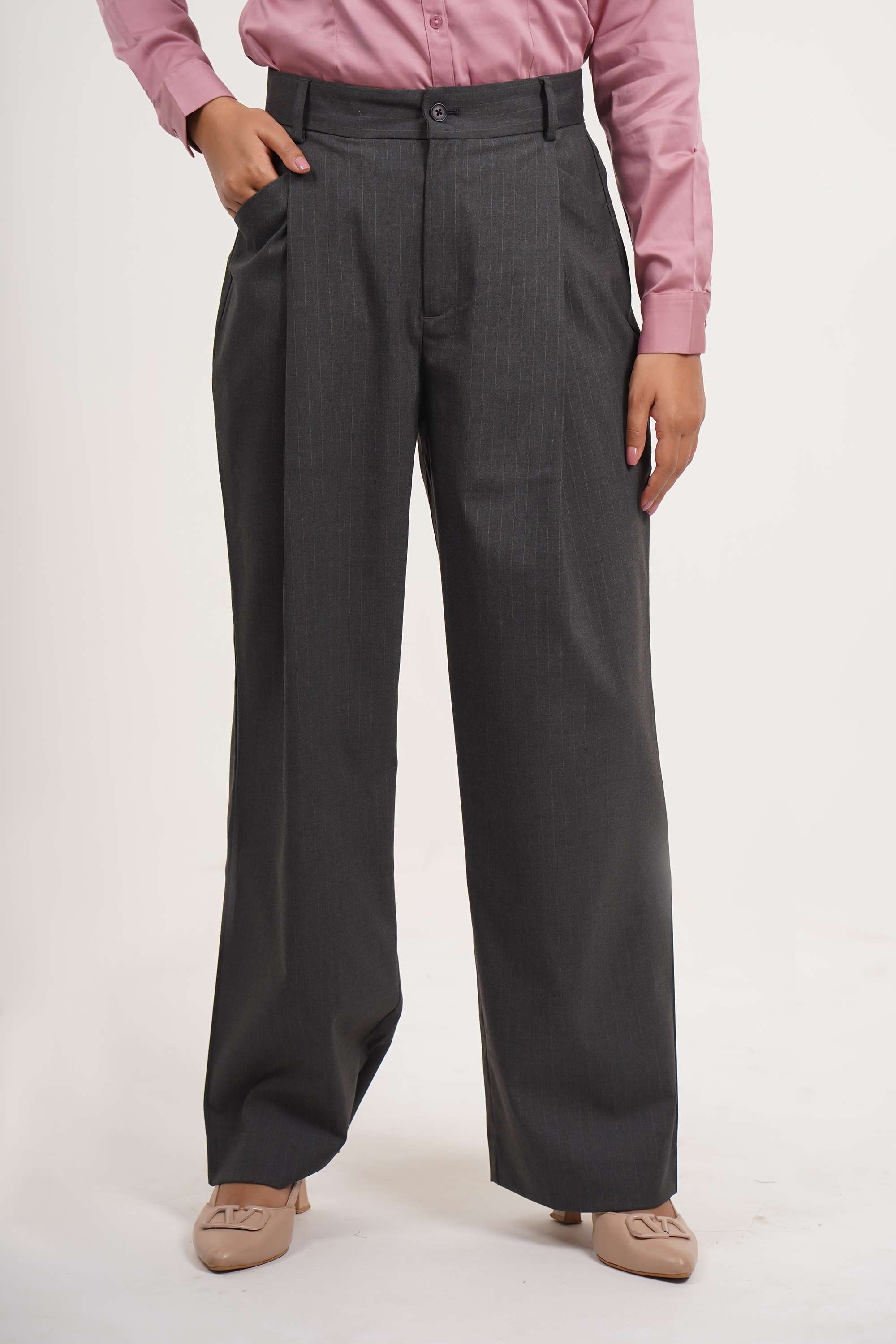 Stripes-Regular-Fit-Polyester-Women-Formal-Wear-Pants