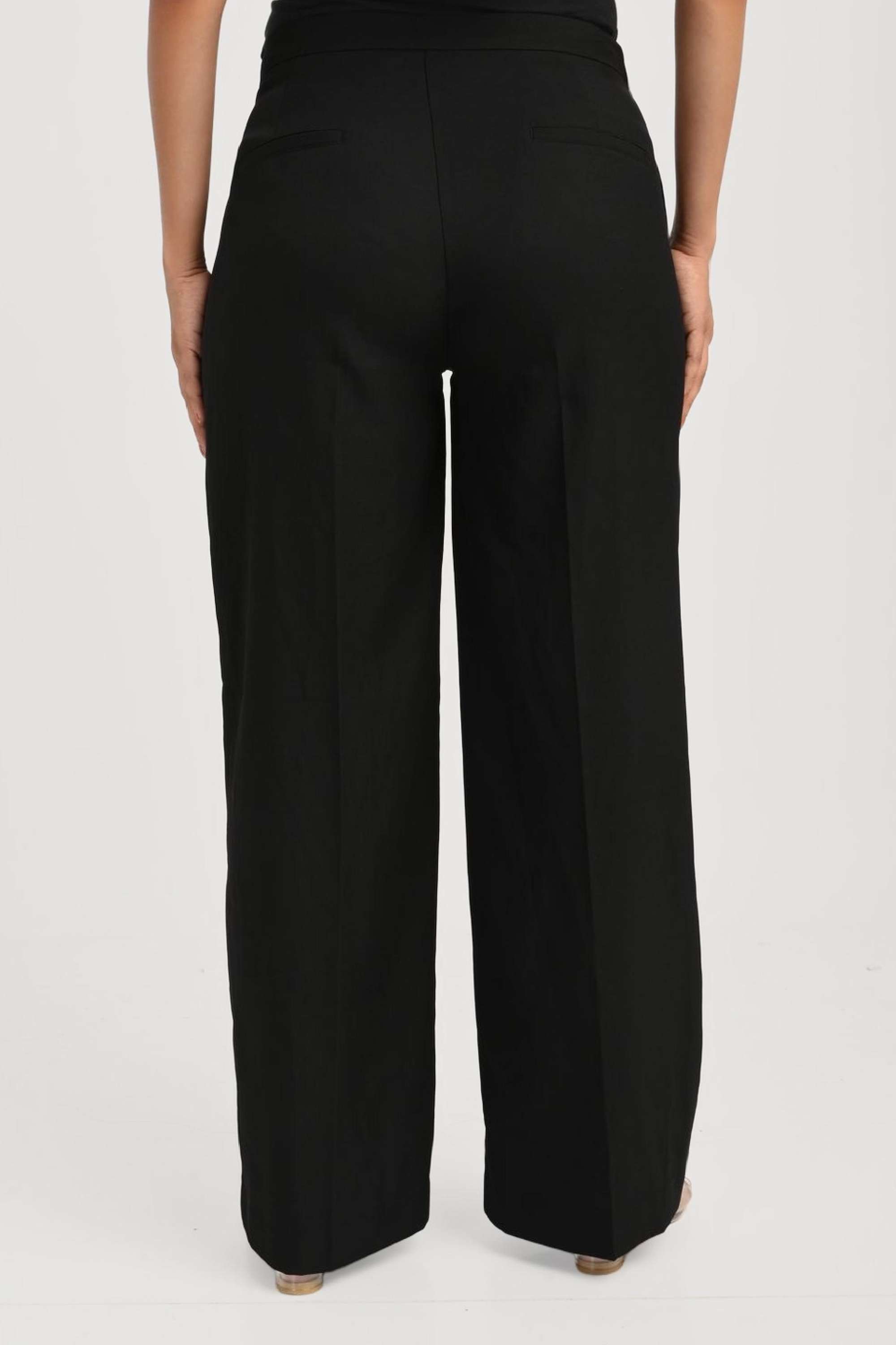 Solid-Straight-Fit-Blended-Fabric-Women-s-Formal-Wear-Pants