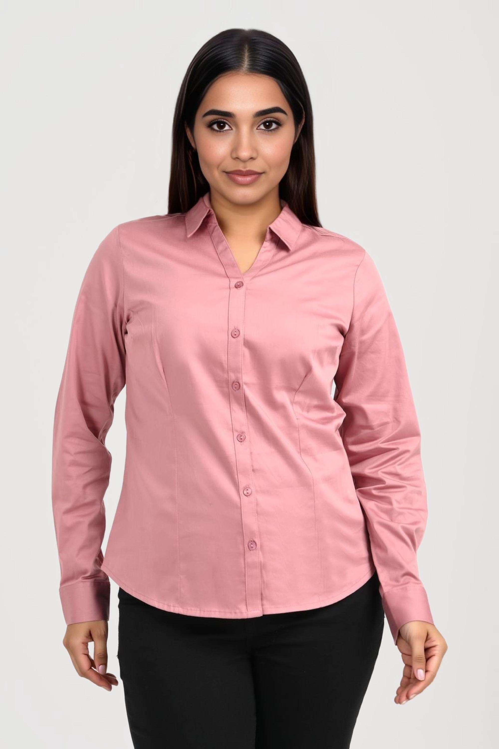 Solid-Satin-Regular-Fit-Women-s-Casual-Shirt