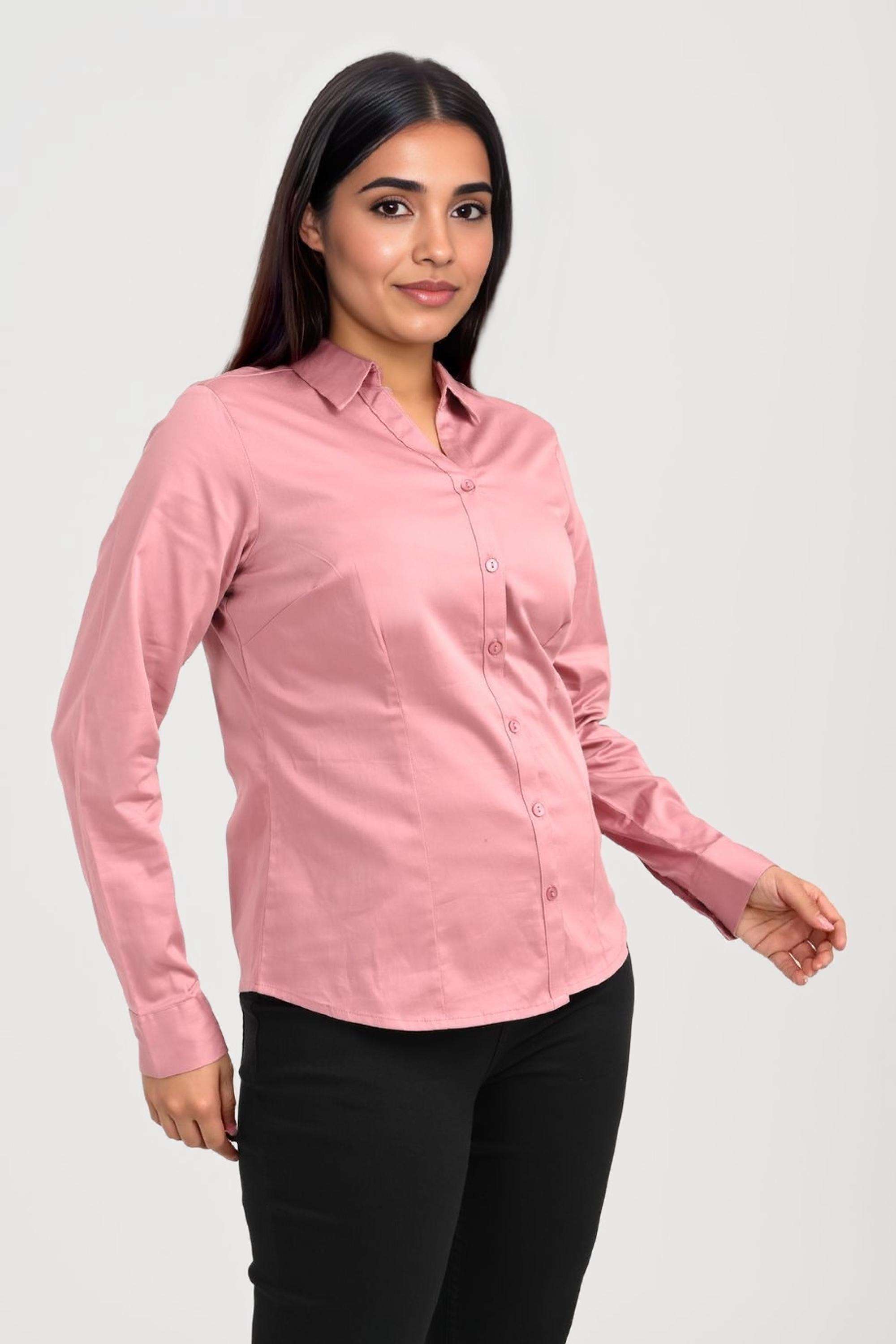 Solid-Satin-Regular-Fit-Women-s-Casual-Shirt