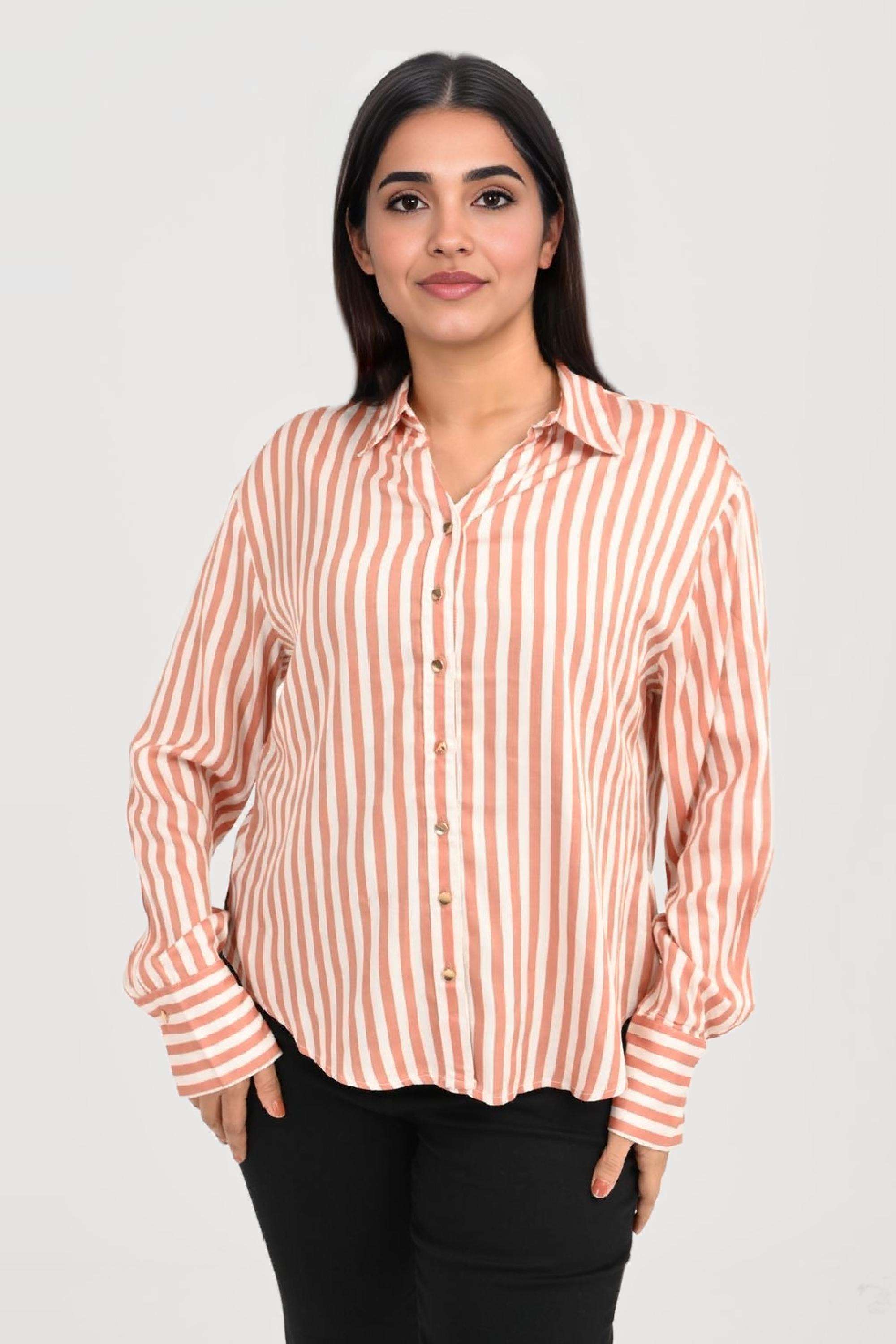 Stripes-Viscose-Regular-Fit-Women-s-Shirt