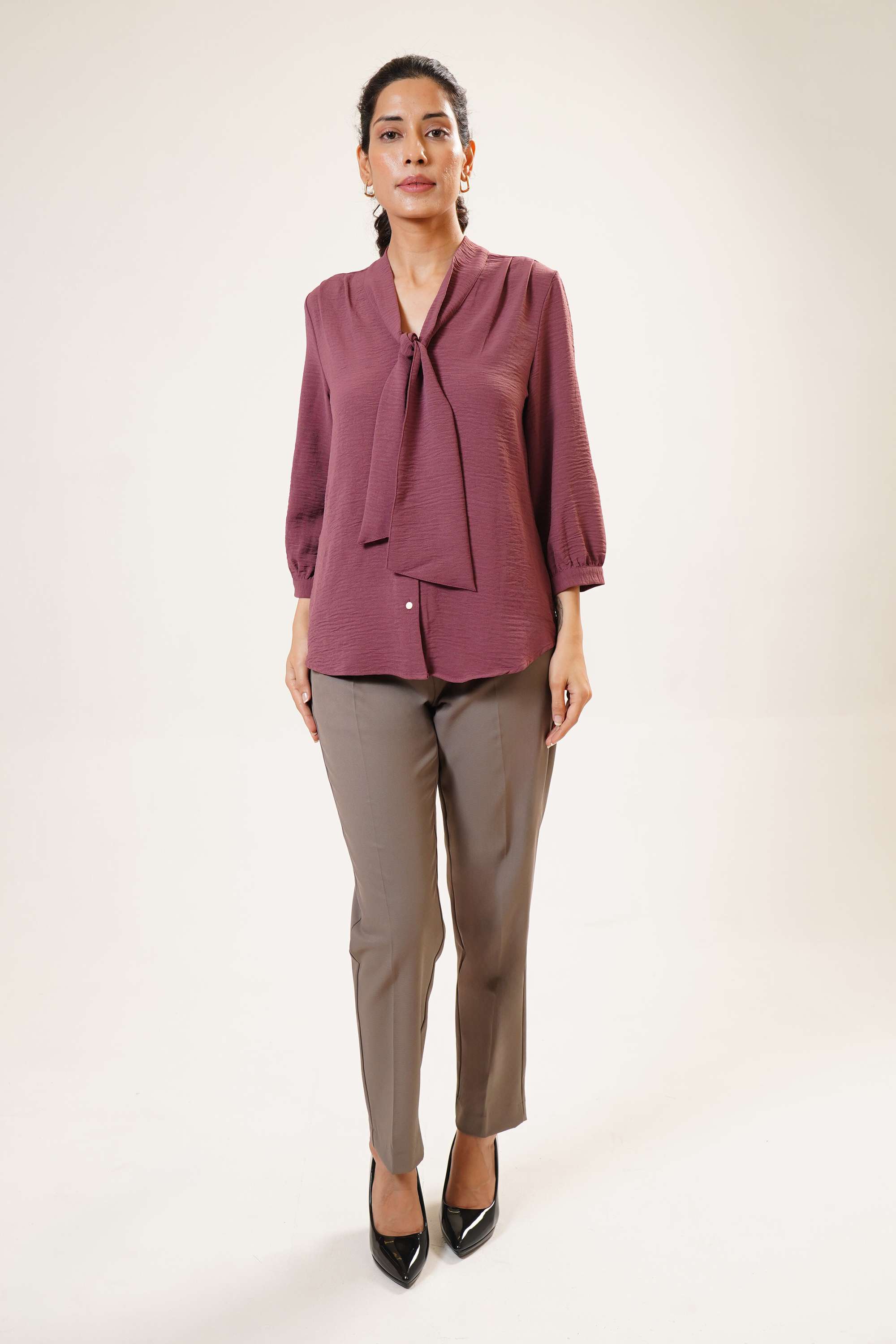 Solid-Blended-Fabric-Women-Formal-Wear-Shirt