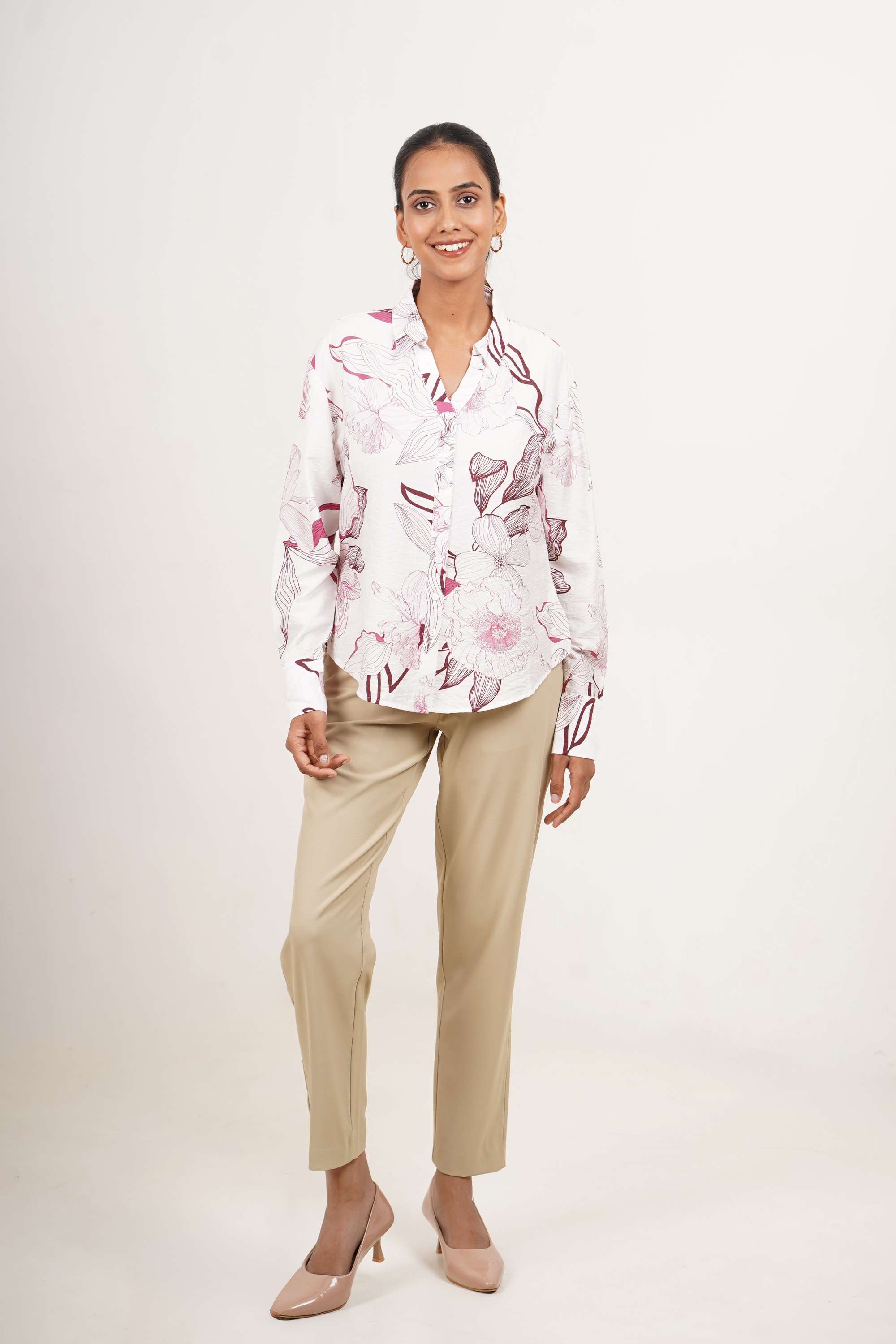 Solid-Blended-Fabric-Women-Formal-Wear-Shirt