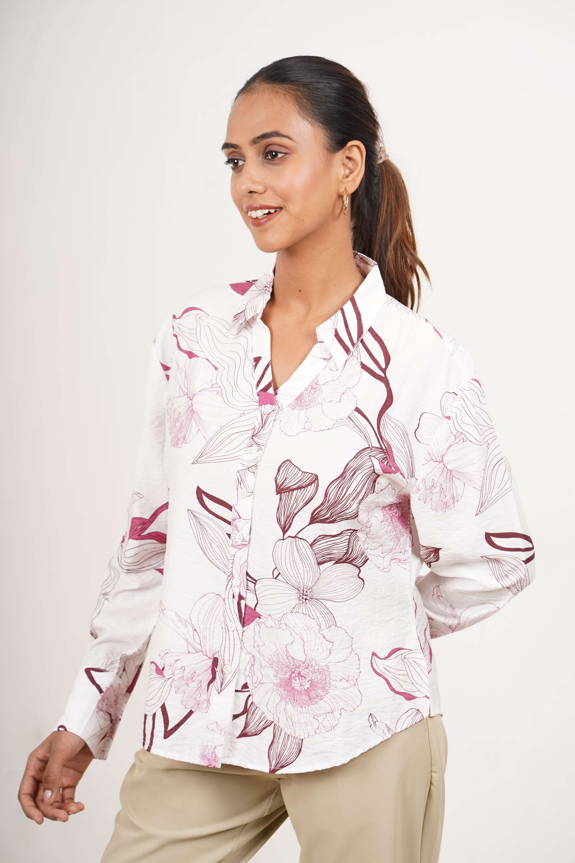 Solid-Blended-Fabric-Women-Formal-Wear-Shirt