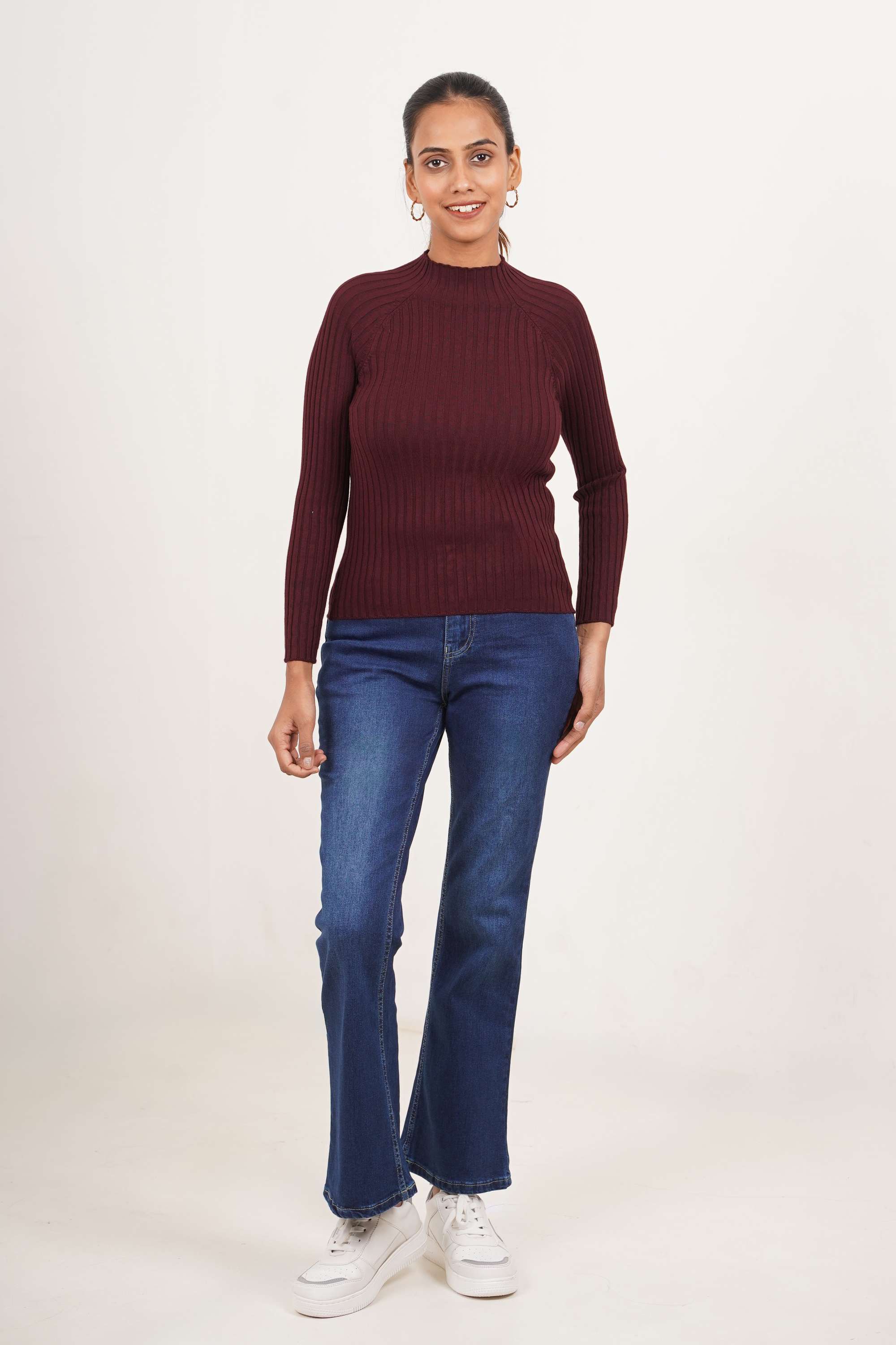 Solid-Round-Neck-Cotton-Viscose-Women-s-Winter-Wear-Sweater