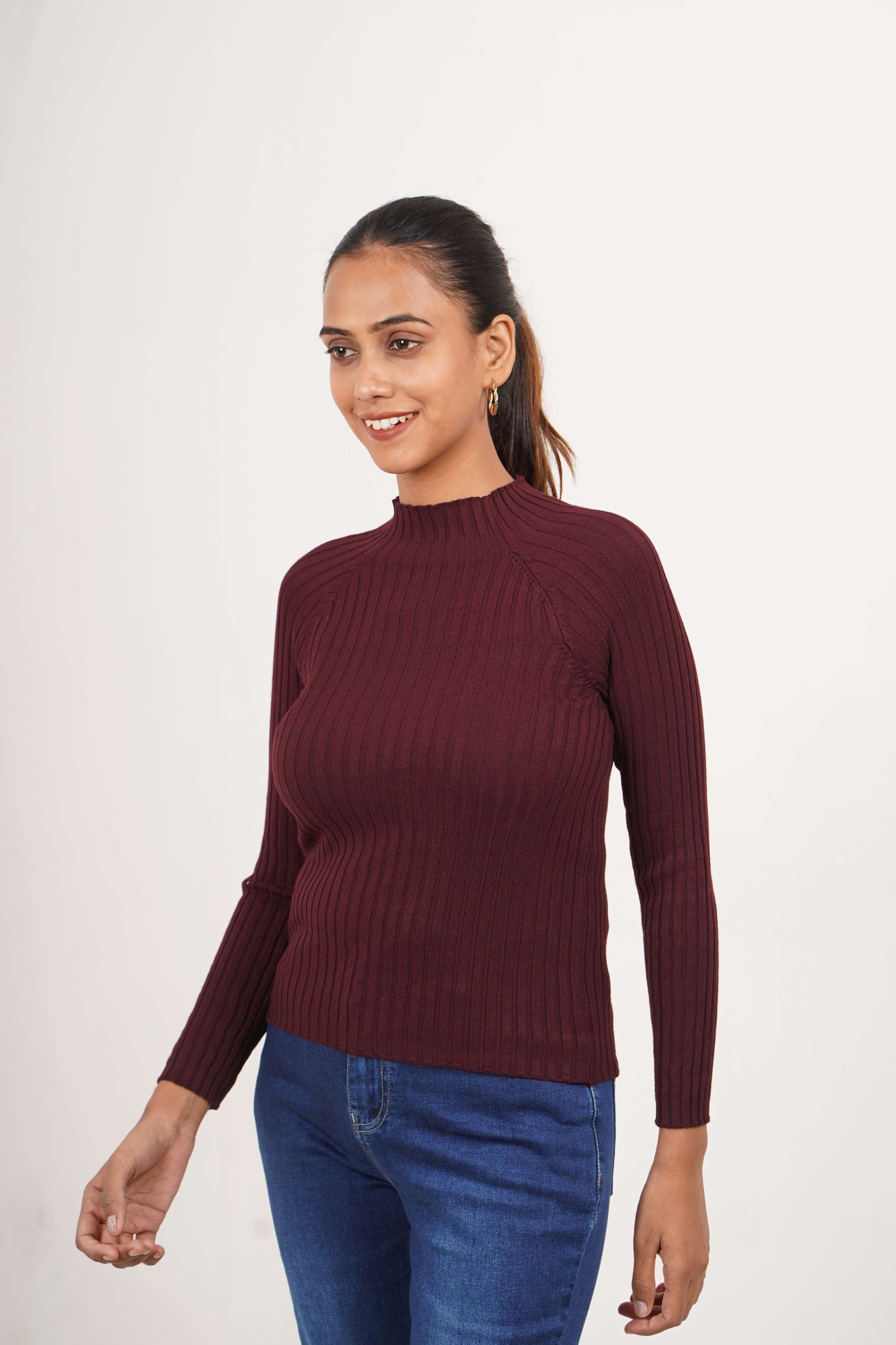Solid-Round-Neck-Cotton-Viscose-Women-s-Winter-Wear-Sweater
