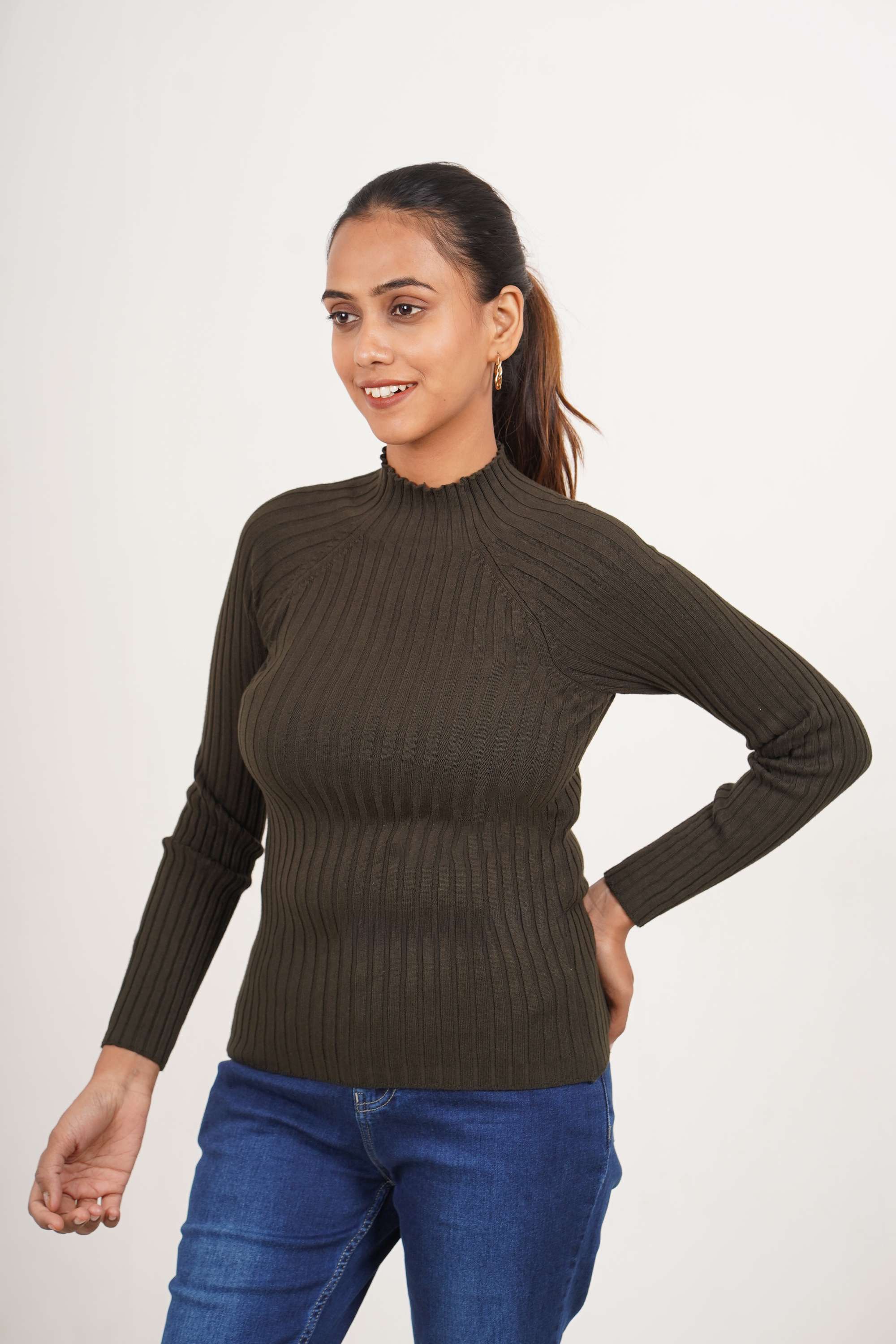 Solid-Round-Neck-Cotton-Viscose-Women-s-Winter-Wear-Sweater